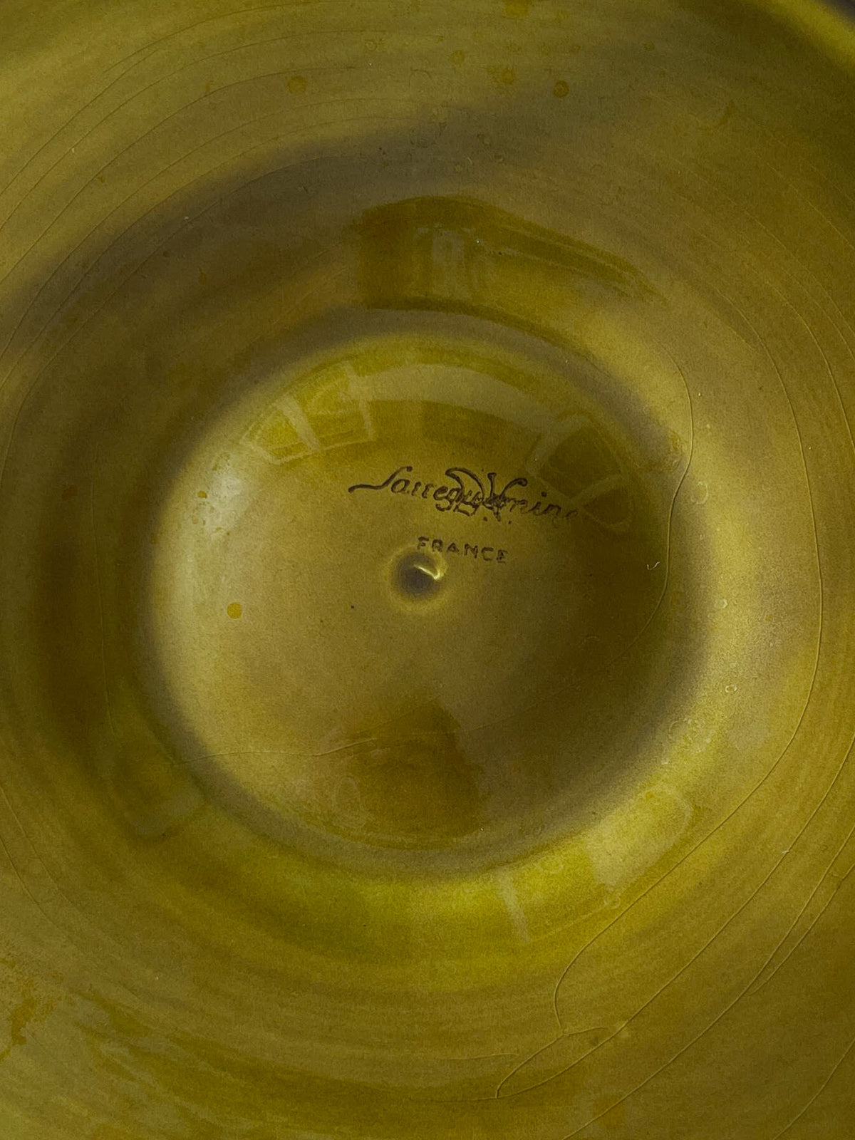 French Sarreguemines Moss Green Oyster Plate