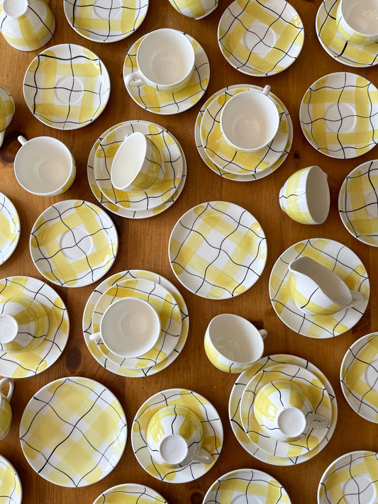 Vintage Hycroft Calico Yellow Plaid Tableware Set