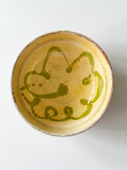 Vintage Romanian Slipware Pottery Bowl