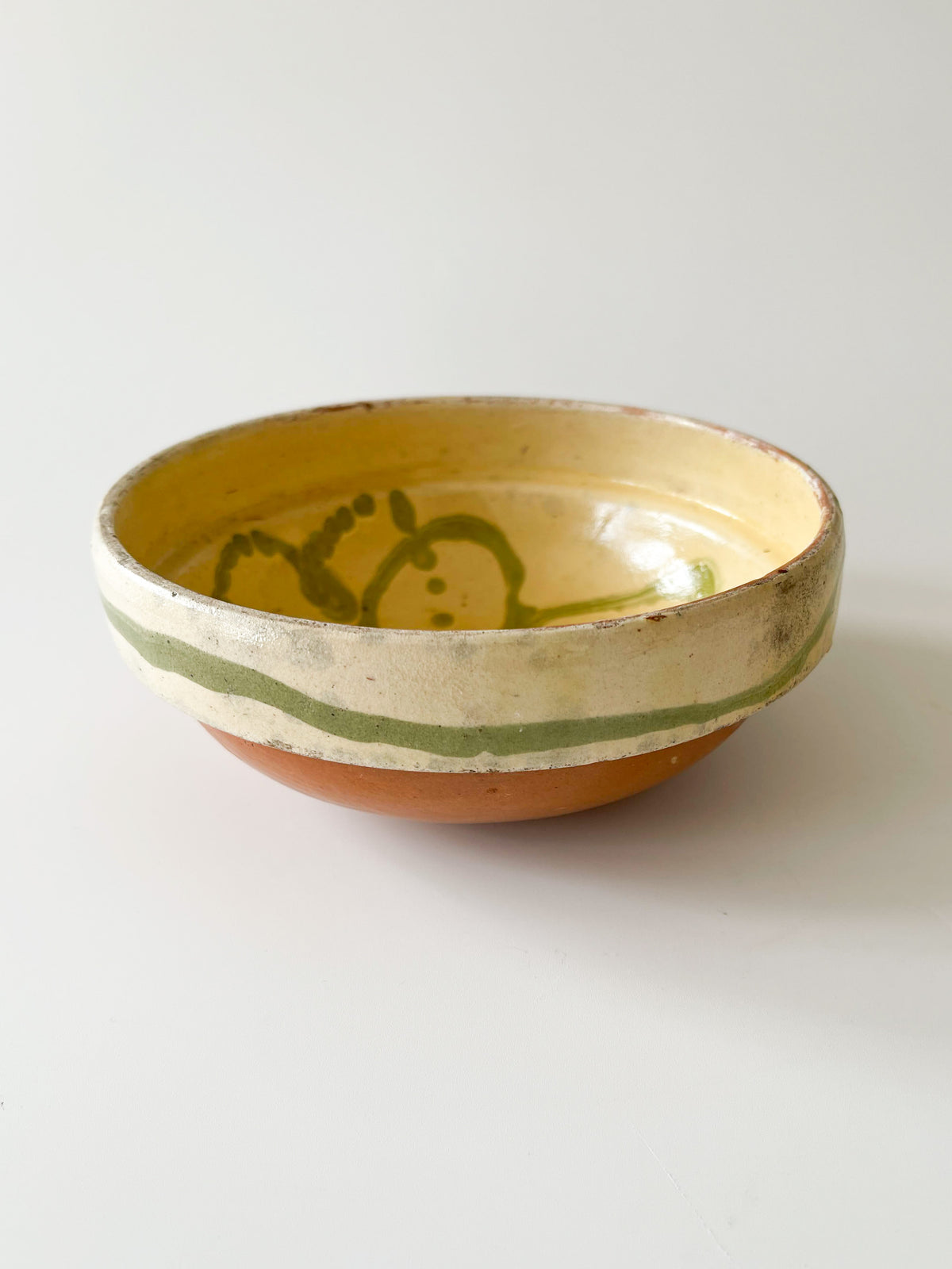 Vintage Romanian Slipware Pottery Bowl
