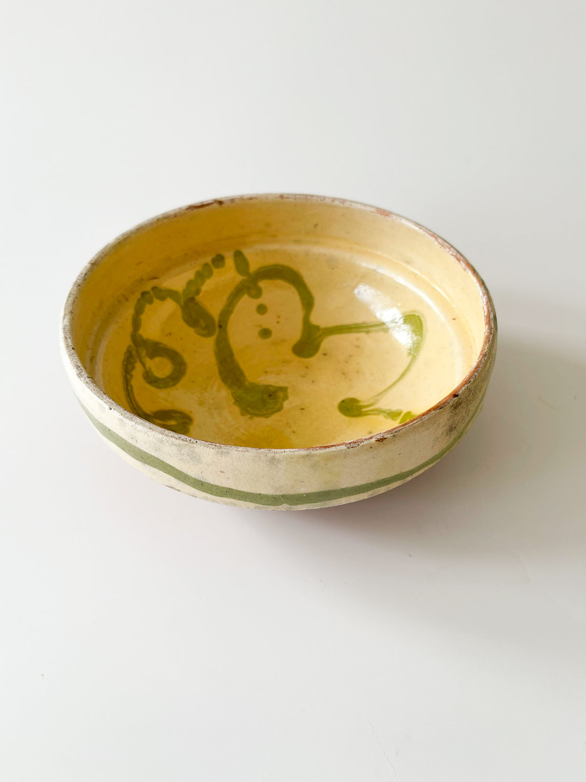 Vintage Romanian Slipware Pottery Bowl