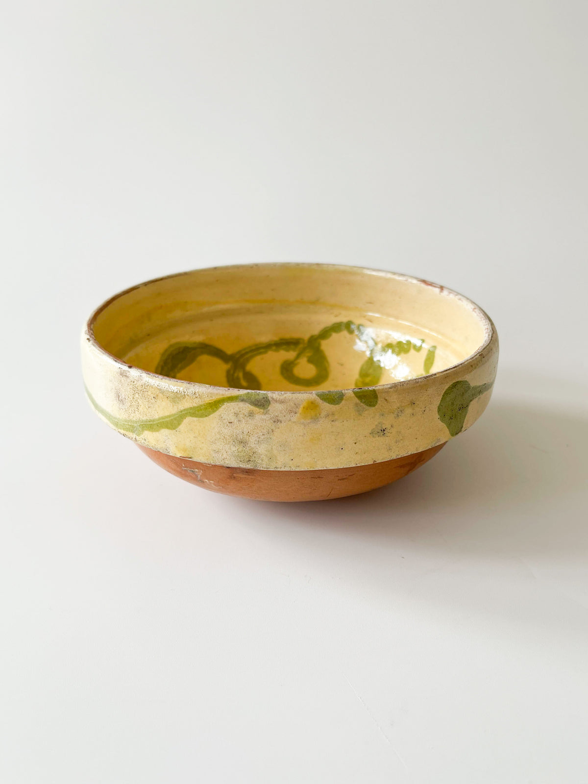 Vintage Romanian Slipware Pottery Bowl