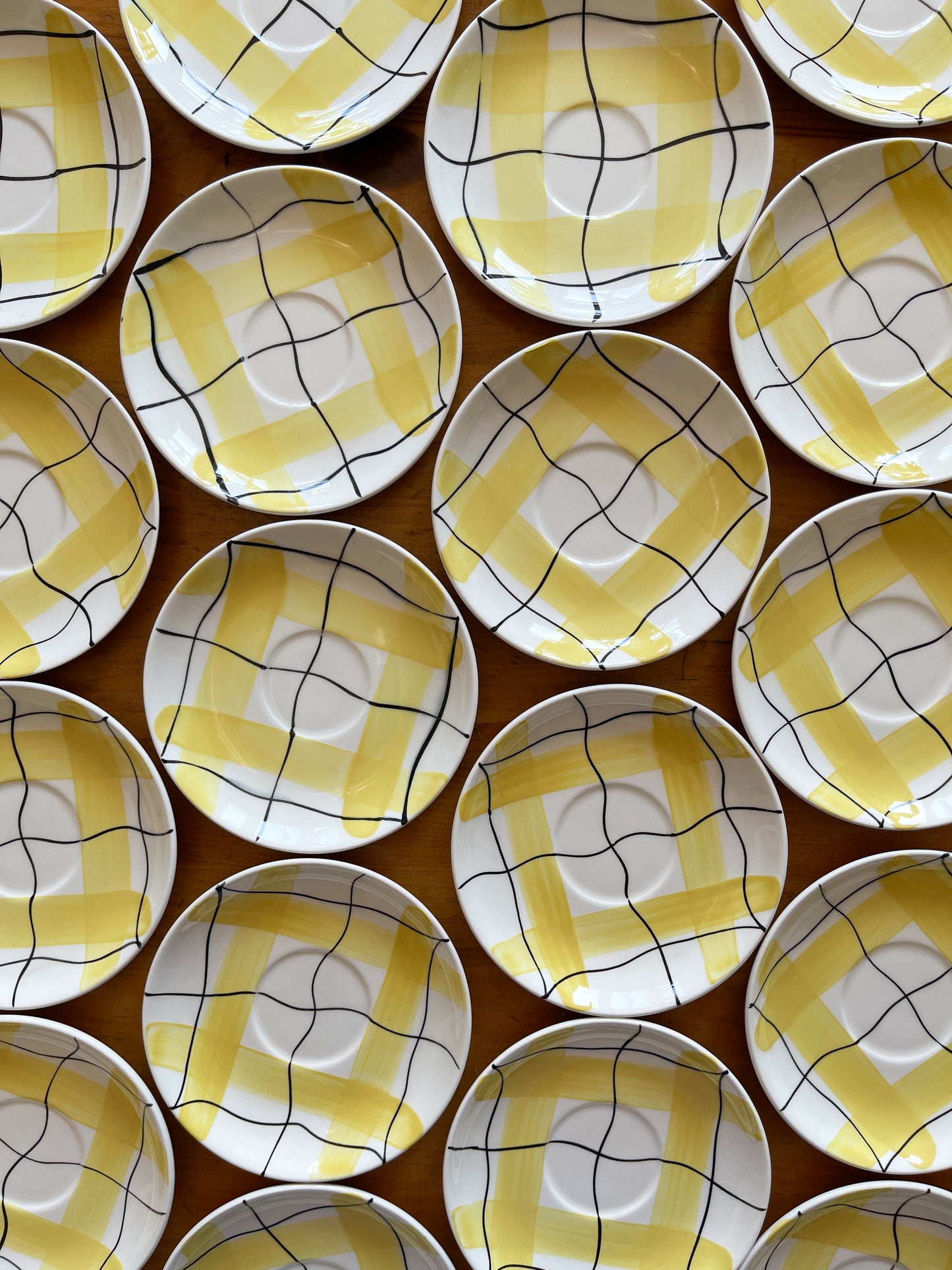 Vintage Hycroft Calico Yellow Plaid Tableware Set