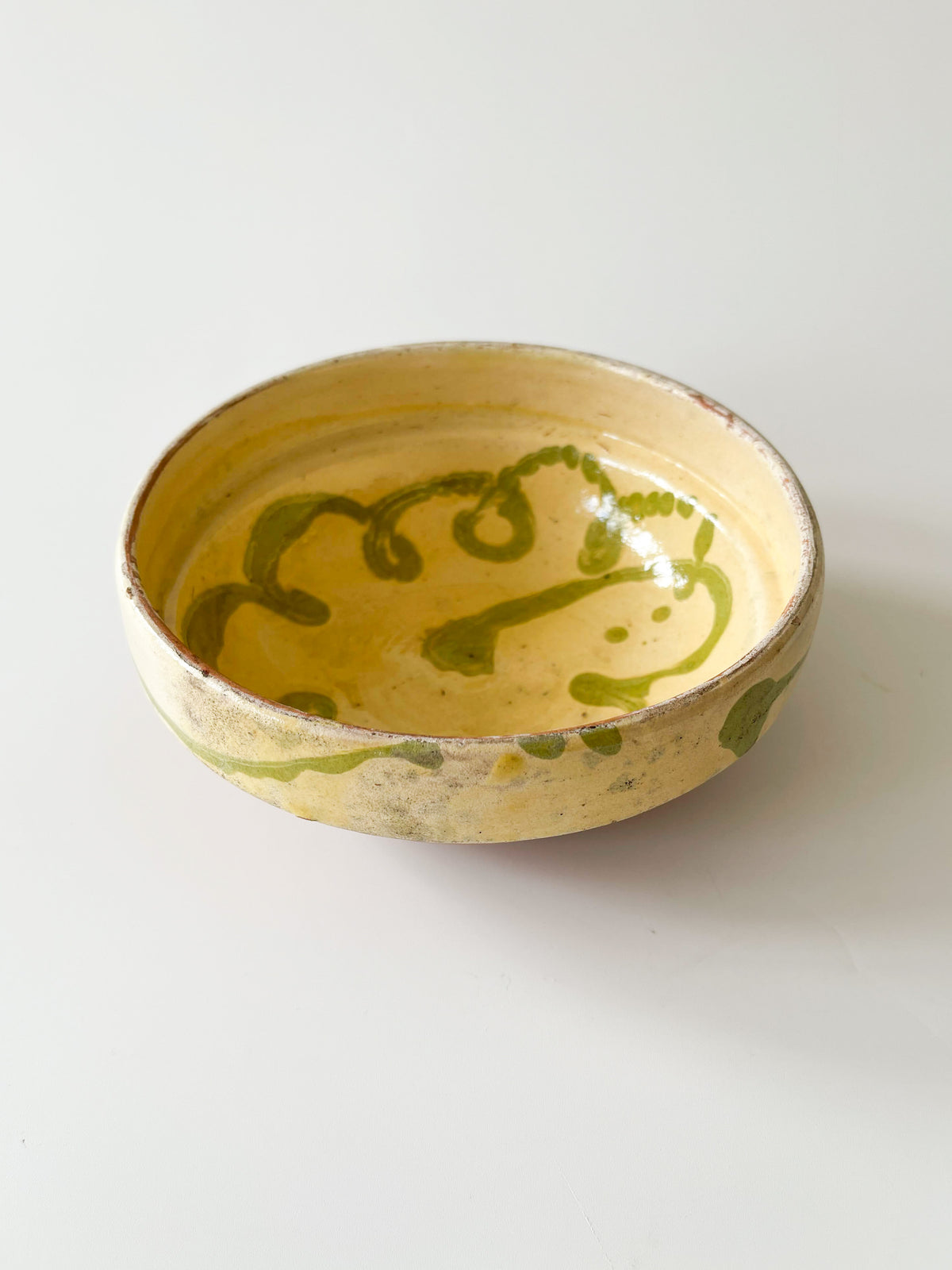 Vintage Romanian Slipware Pottery Bowl