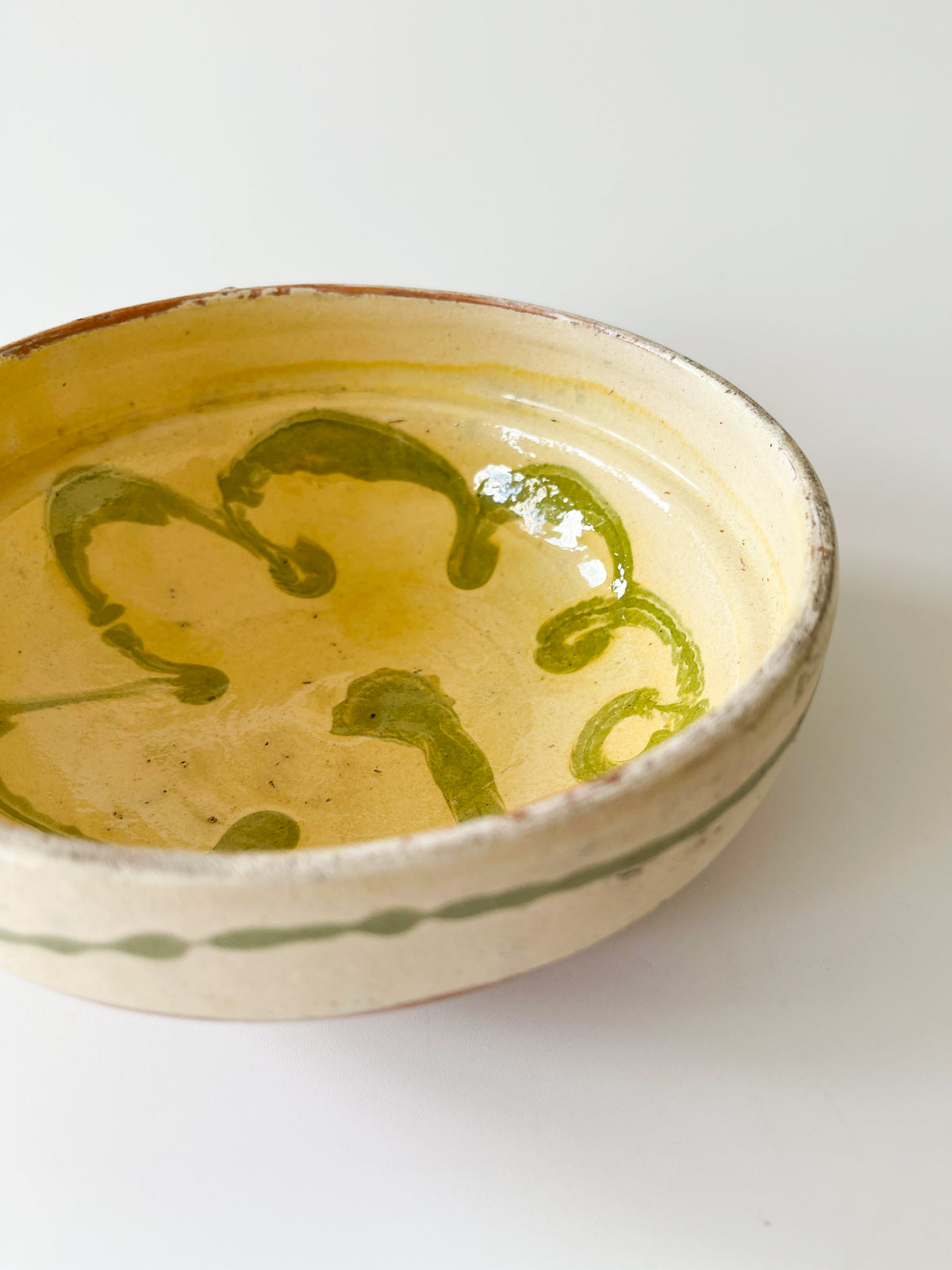 Vintage Romanian Slipware Pottery Bowl