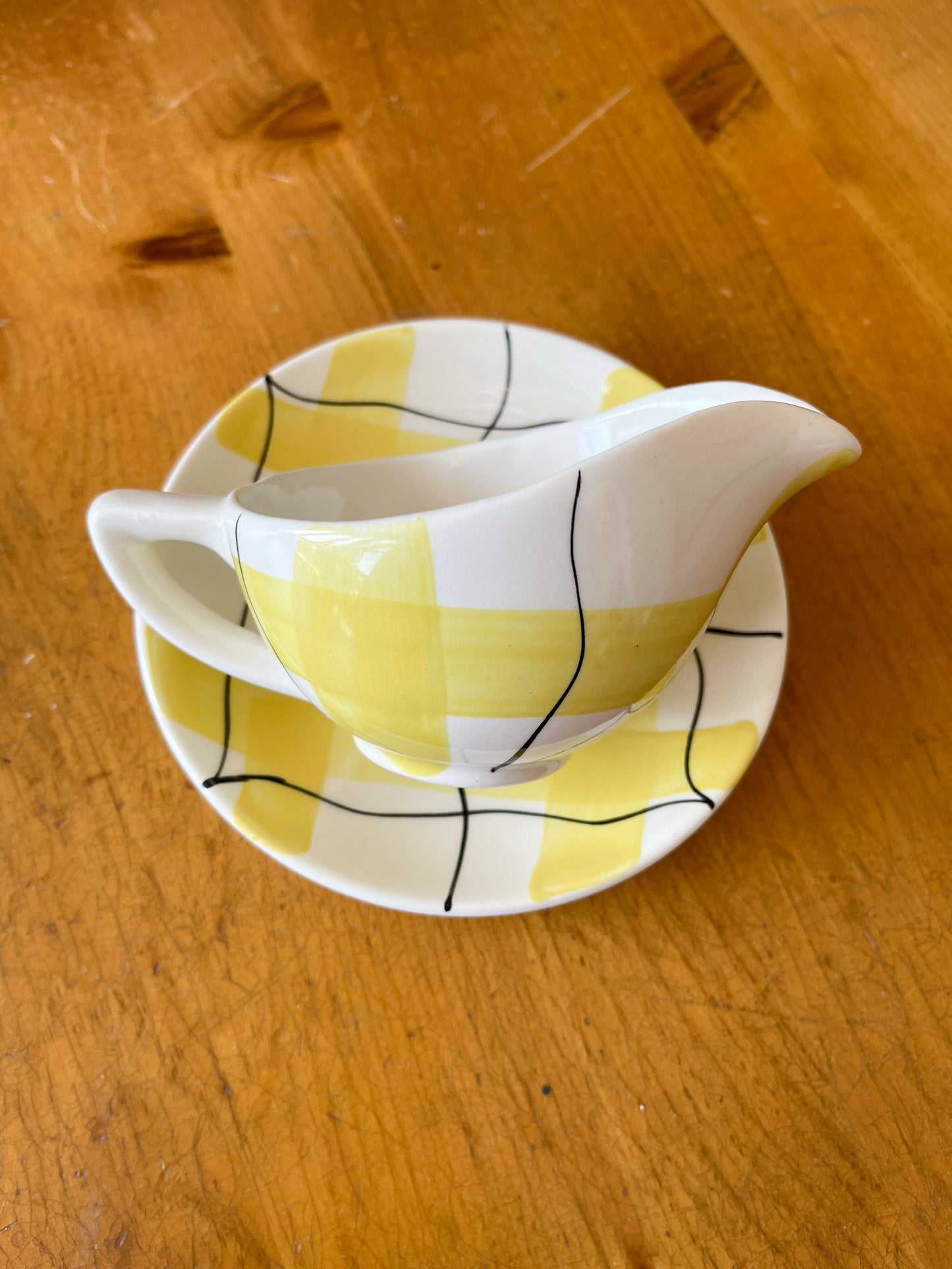 Vintage Hycroft Calico Yellow Plaid Tableware Set