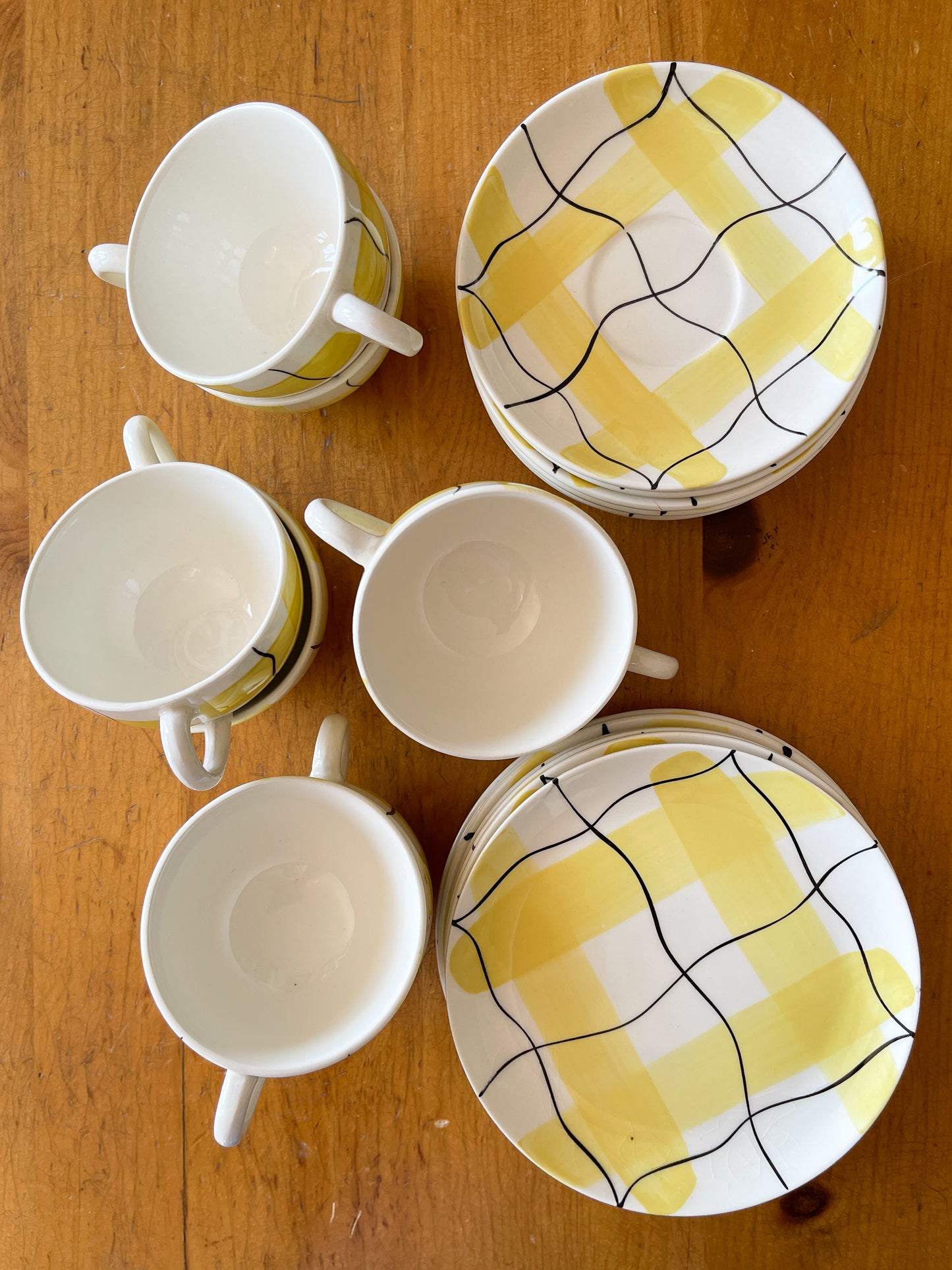 Vintage Hycroft Calico Yellow Plaid Tableware Set