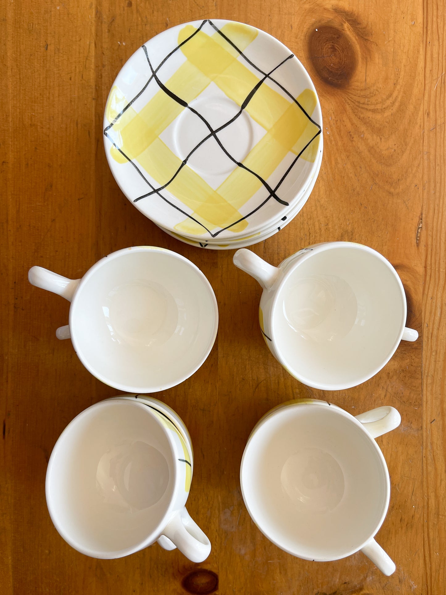 Vintage Hycroft Calico Yellow Plaid Tableware Set