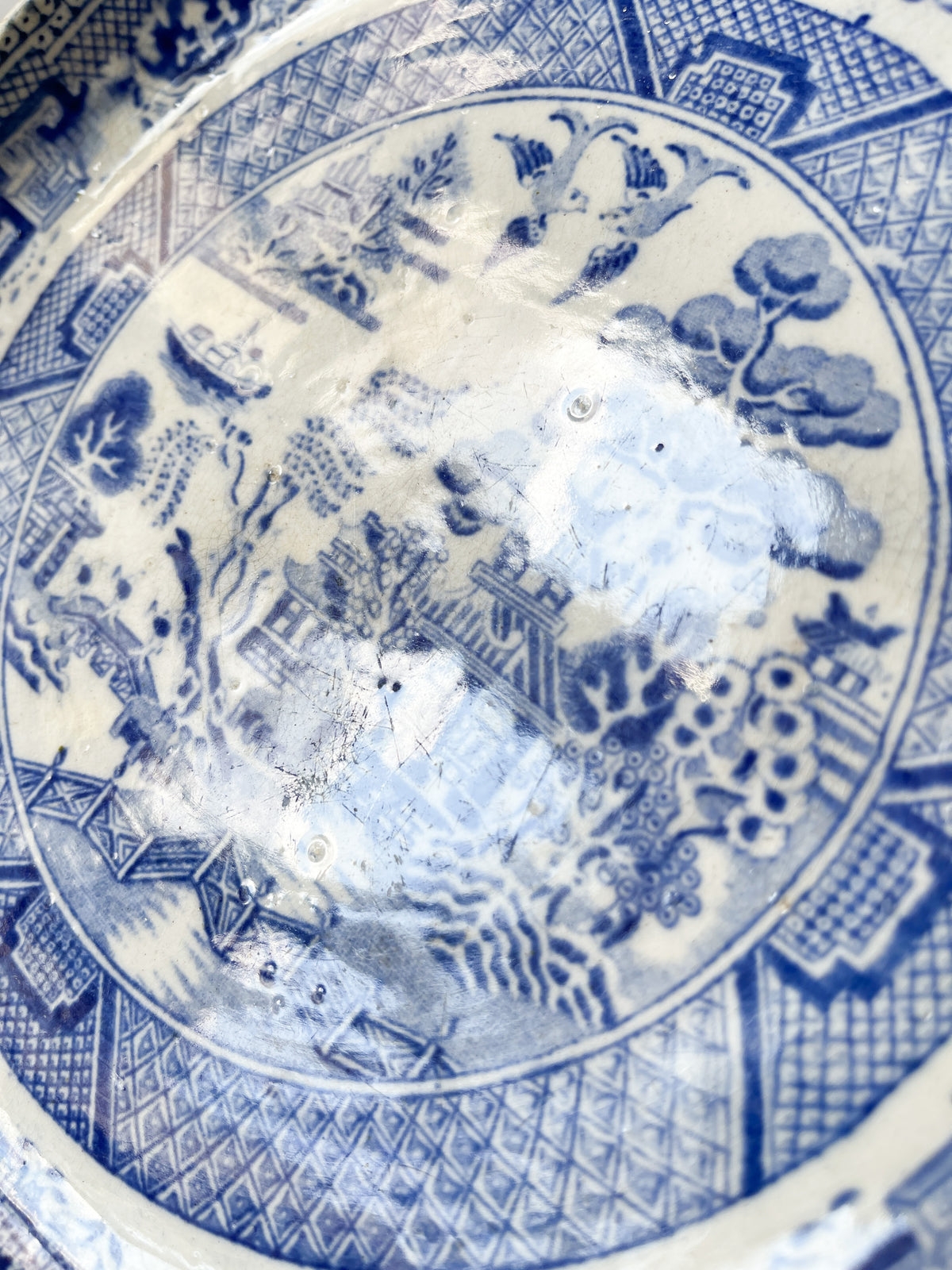 19th Century Blue Willow Stilton Stand
