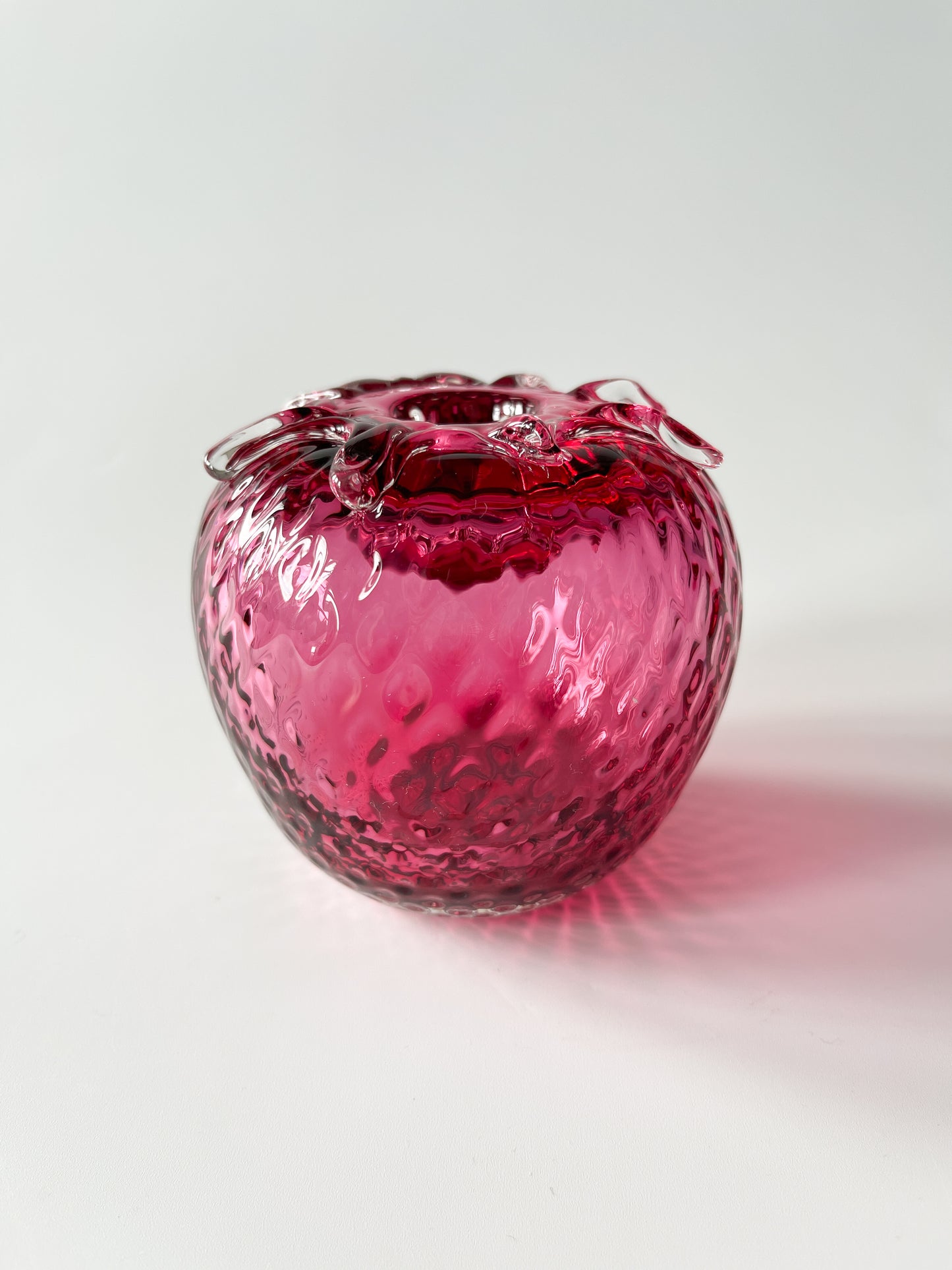 Vintage Rossi Glass Strawberry Candle Holder