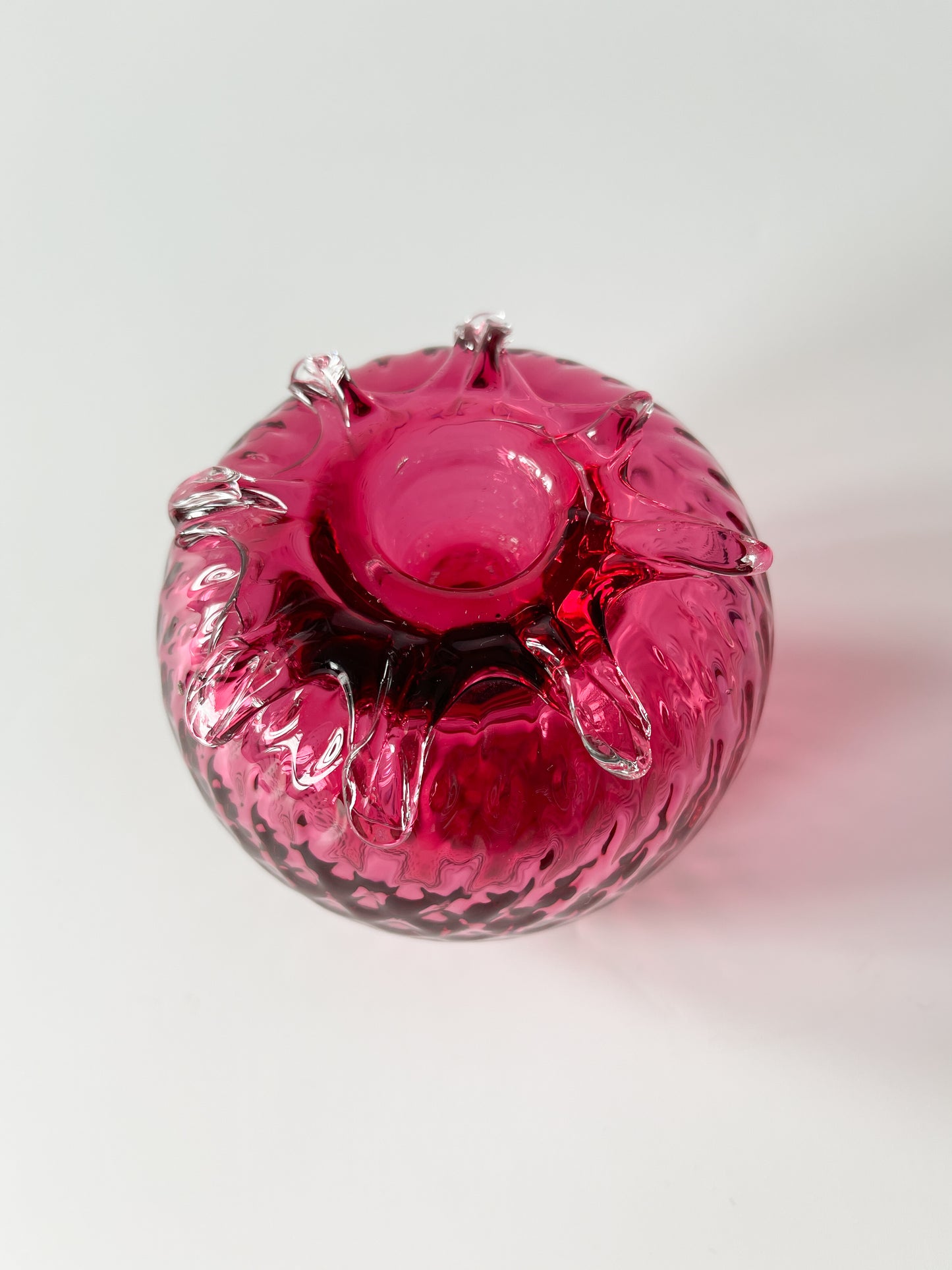 Vintage Rossi Glass Strawberry Candle Holder
