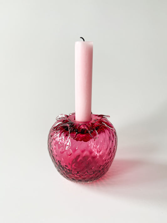 Vintage Rossi Glass Strawberry Candle Holder