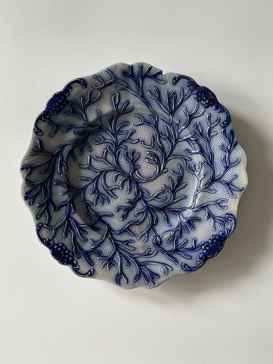 19th Century Salt Glazed Majolica Seaweed Plate