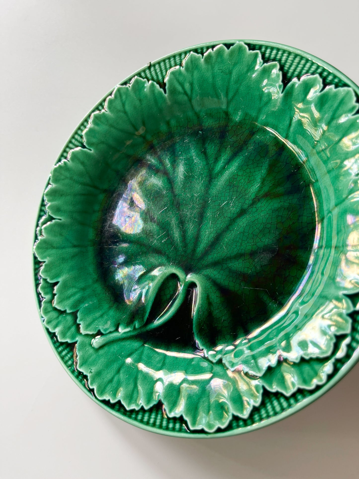 Antique Wedgwood Majolica Cabbage Leaf Plate