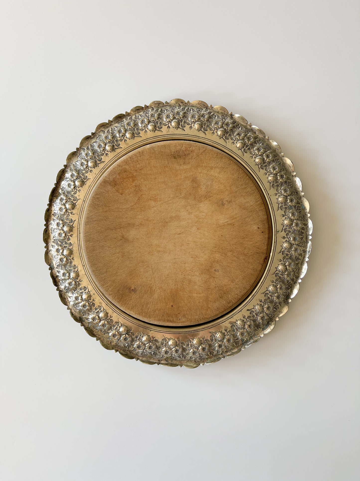 Antique Scottish Silver Plated Floral Bread Board Tray
