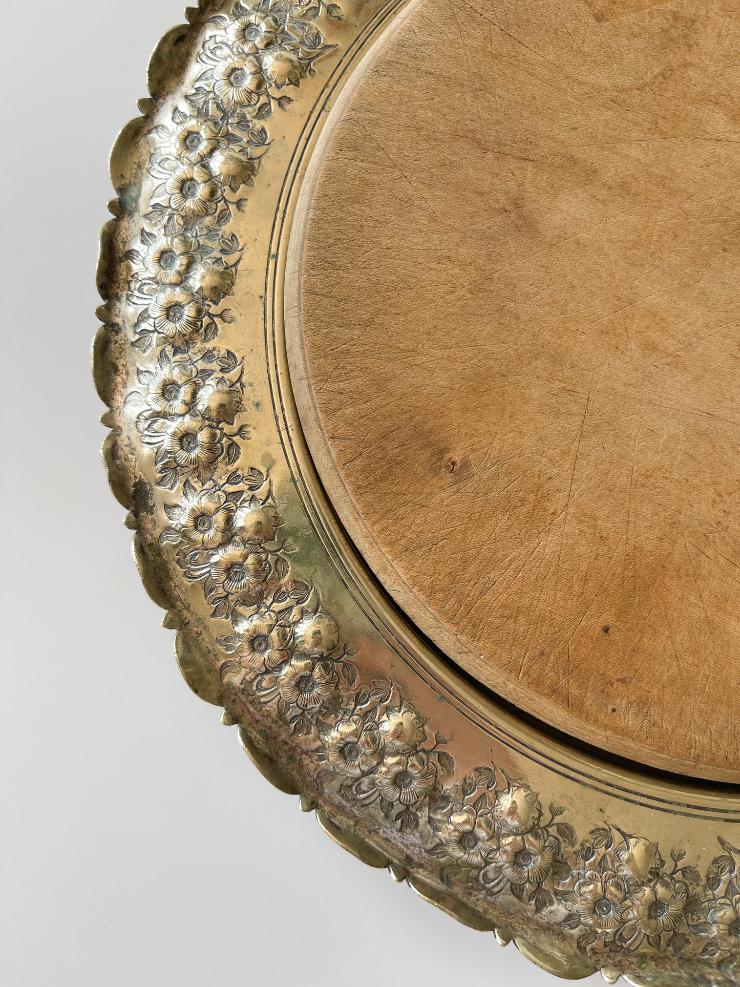 Antique Scottish Silver Plated Floral Bread Board Tray