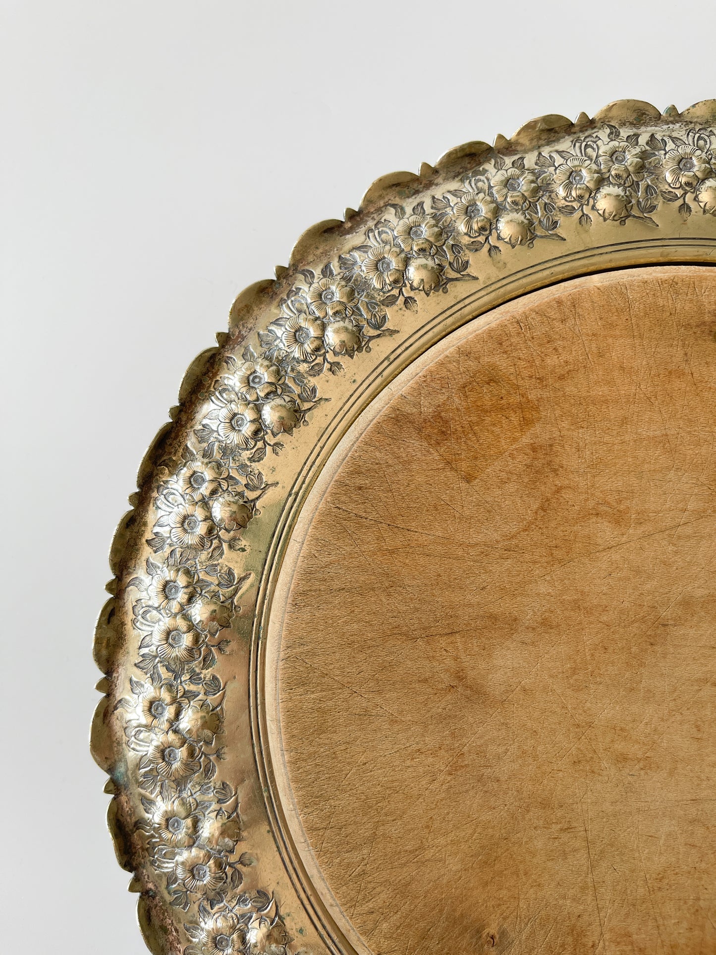 Antique Scottish Silver Plated Floral Bread Board Tray