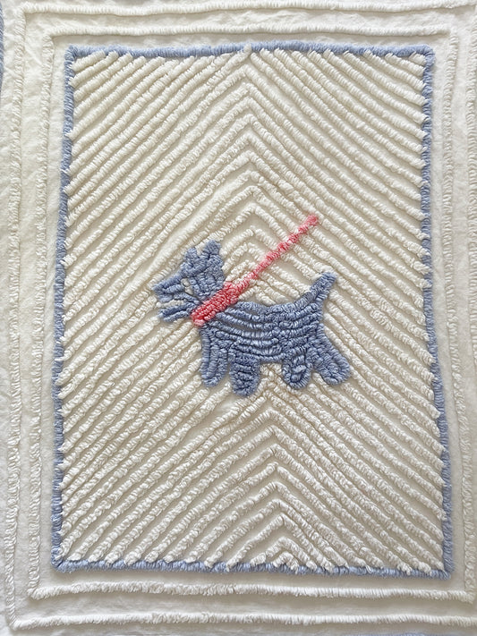 Vintage Scottie Dog Chenille Baby Blanket Bedspread