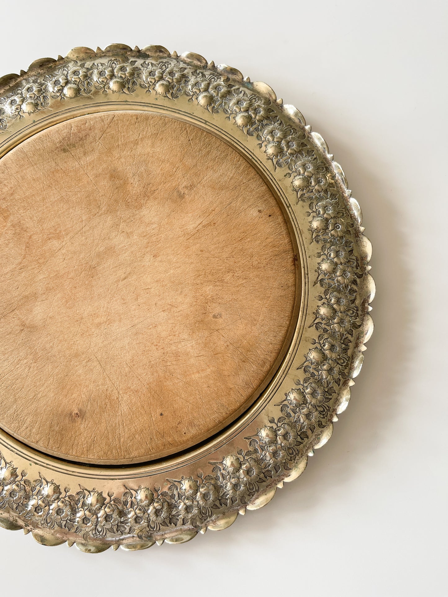 Antique Scottish Silver Plated Floral Bread Board Tray