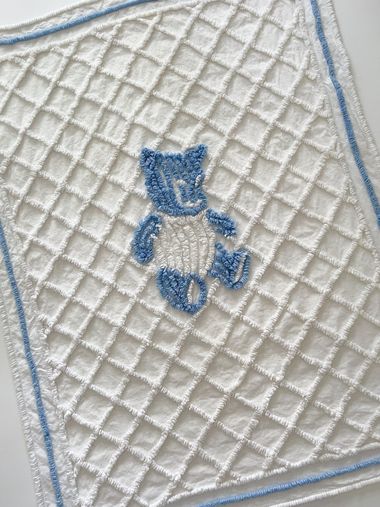 Vintage Chenille Bear Baby Blanket Bedspread
