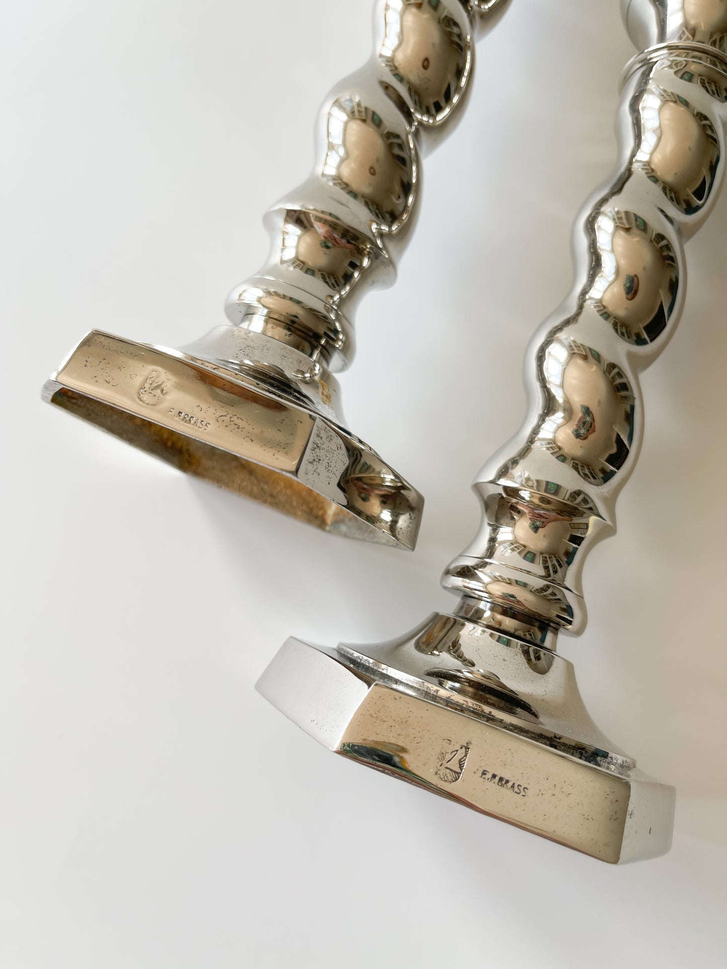 Vintage Silver Plate Barley Twist Candlesticks