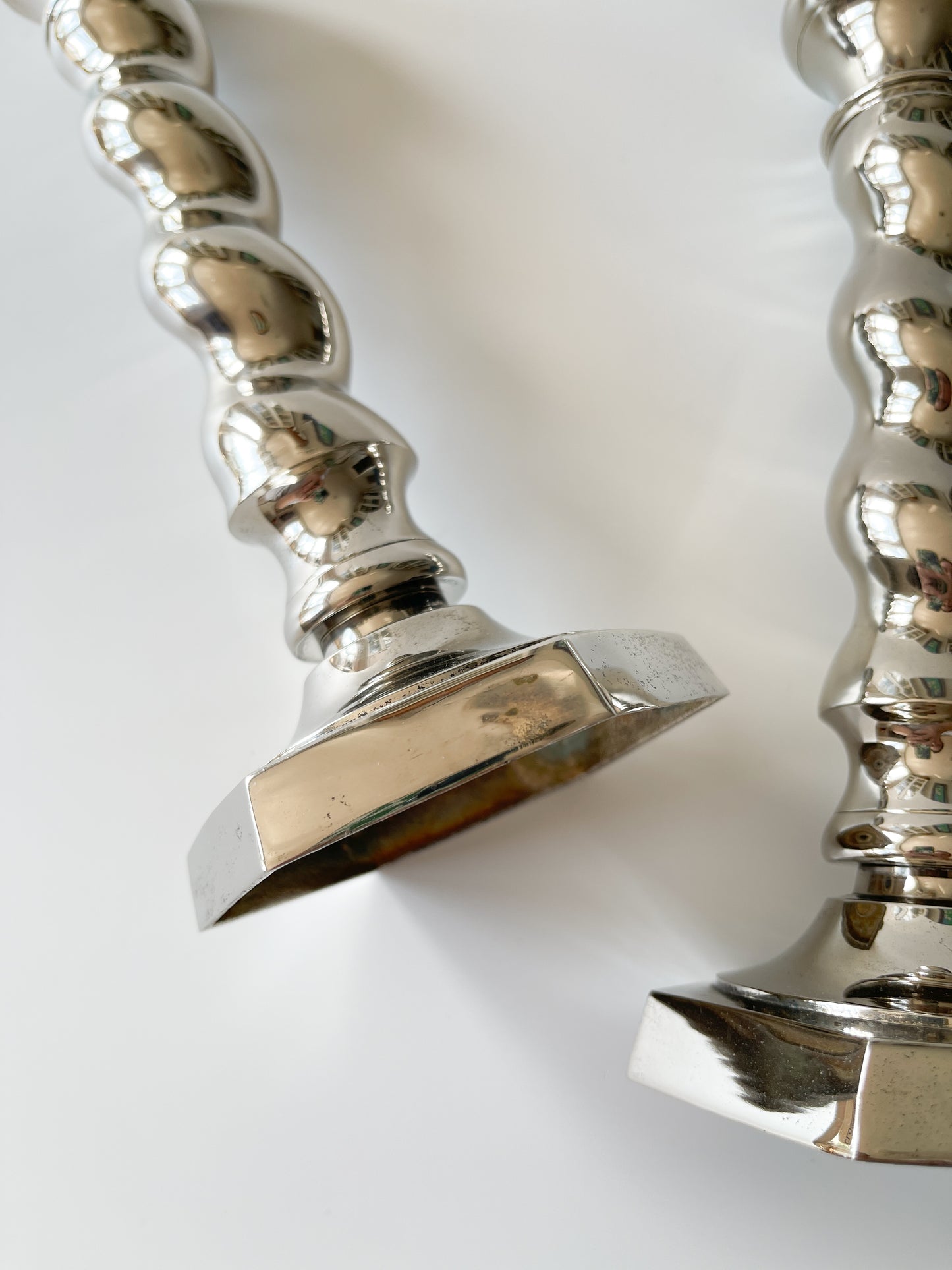 Vintage Silver Plate Barley Twist Candlesticks