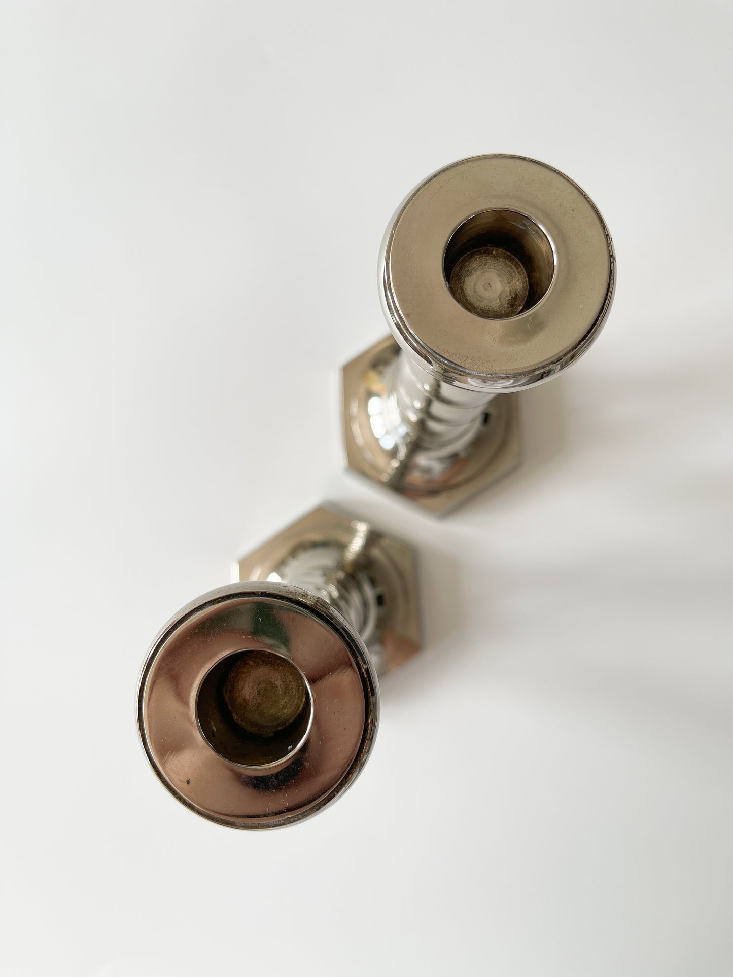 Vintage Silver Plate Barley Twist Candlesticks