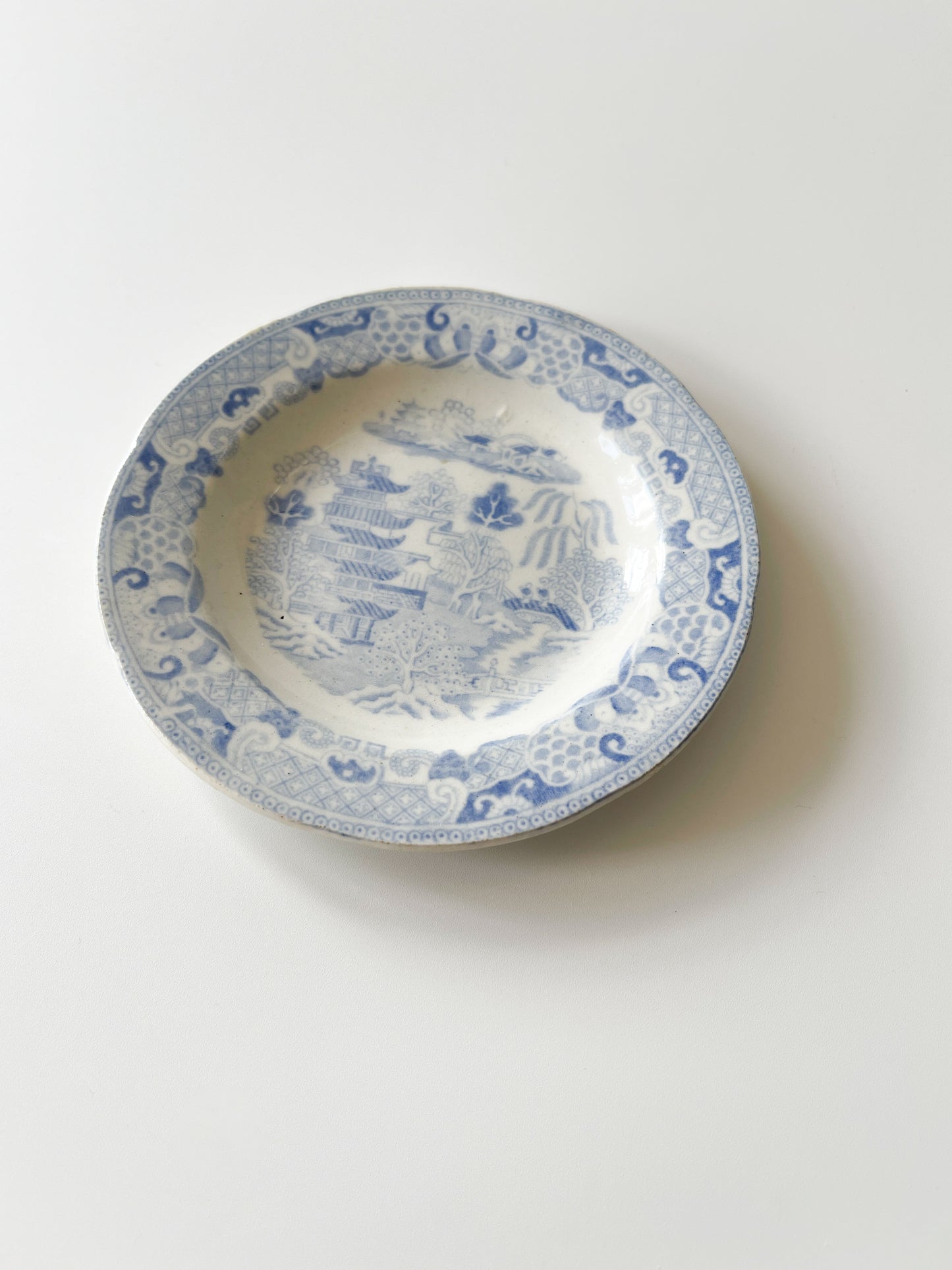 Antique Miniature Blue Willow Transferware Plate