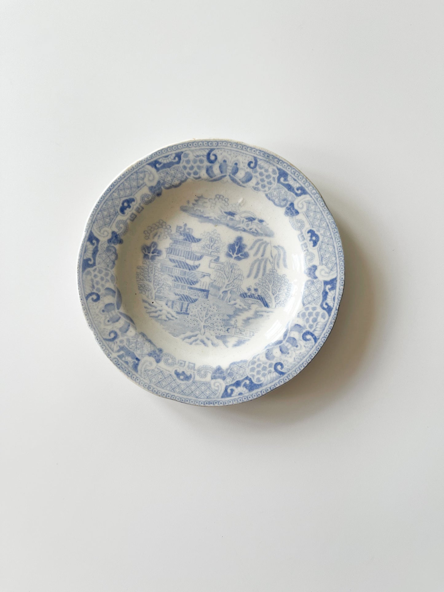 Antique Miniature Blue Willow Transferware Plate