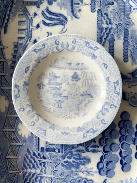 Antique Miniature Blue Willow Transferware Plate