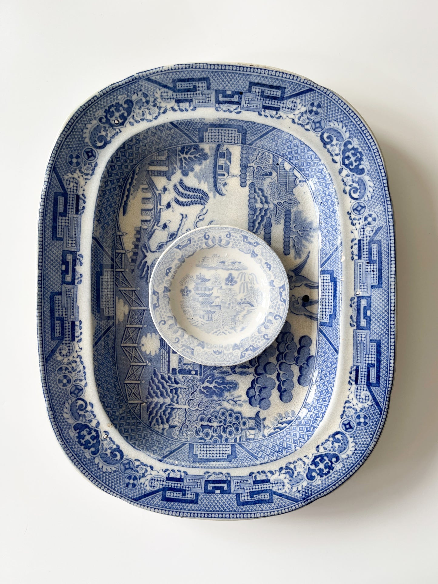 Antique Miniature Blue Willow Transferware Plate