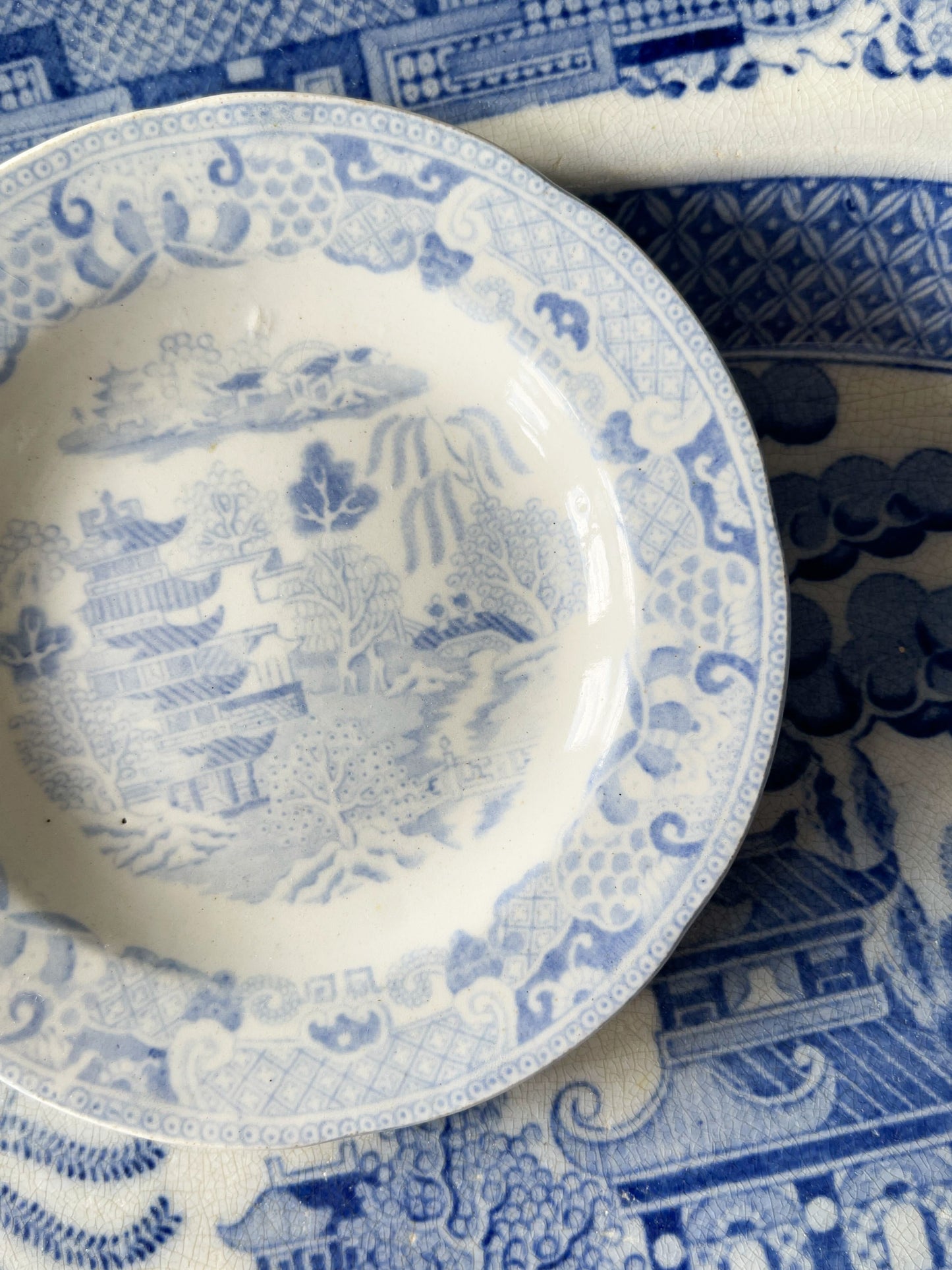 Antique Miniature Blue Willow Transferware Plate