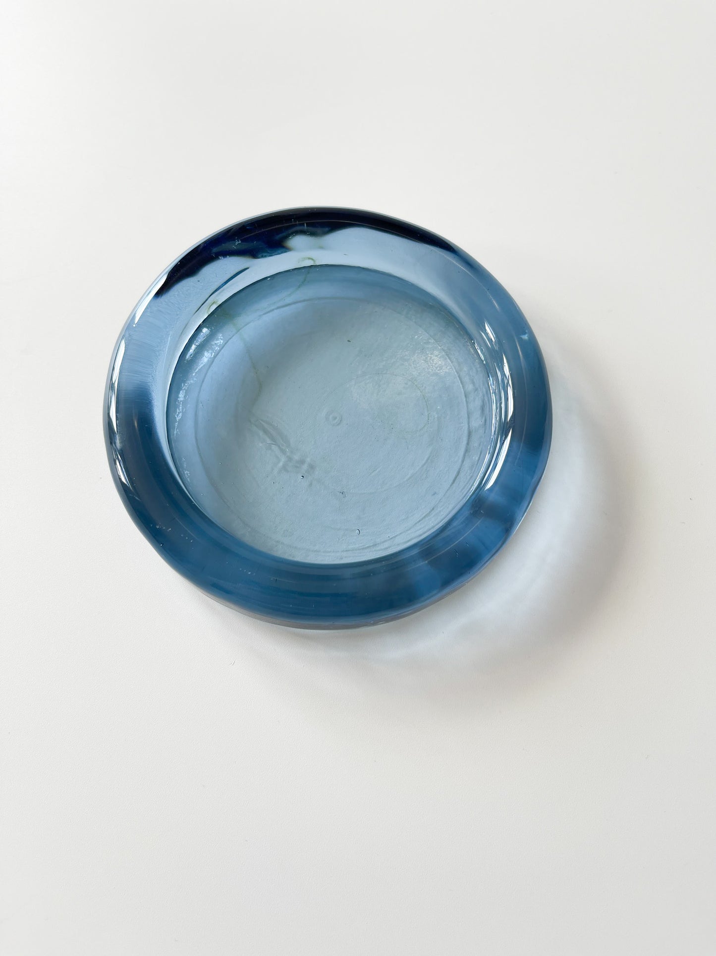 Vintage Blue Blown Glass Catchall