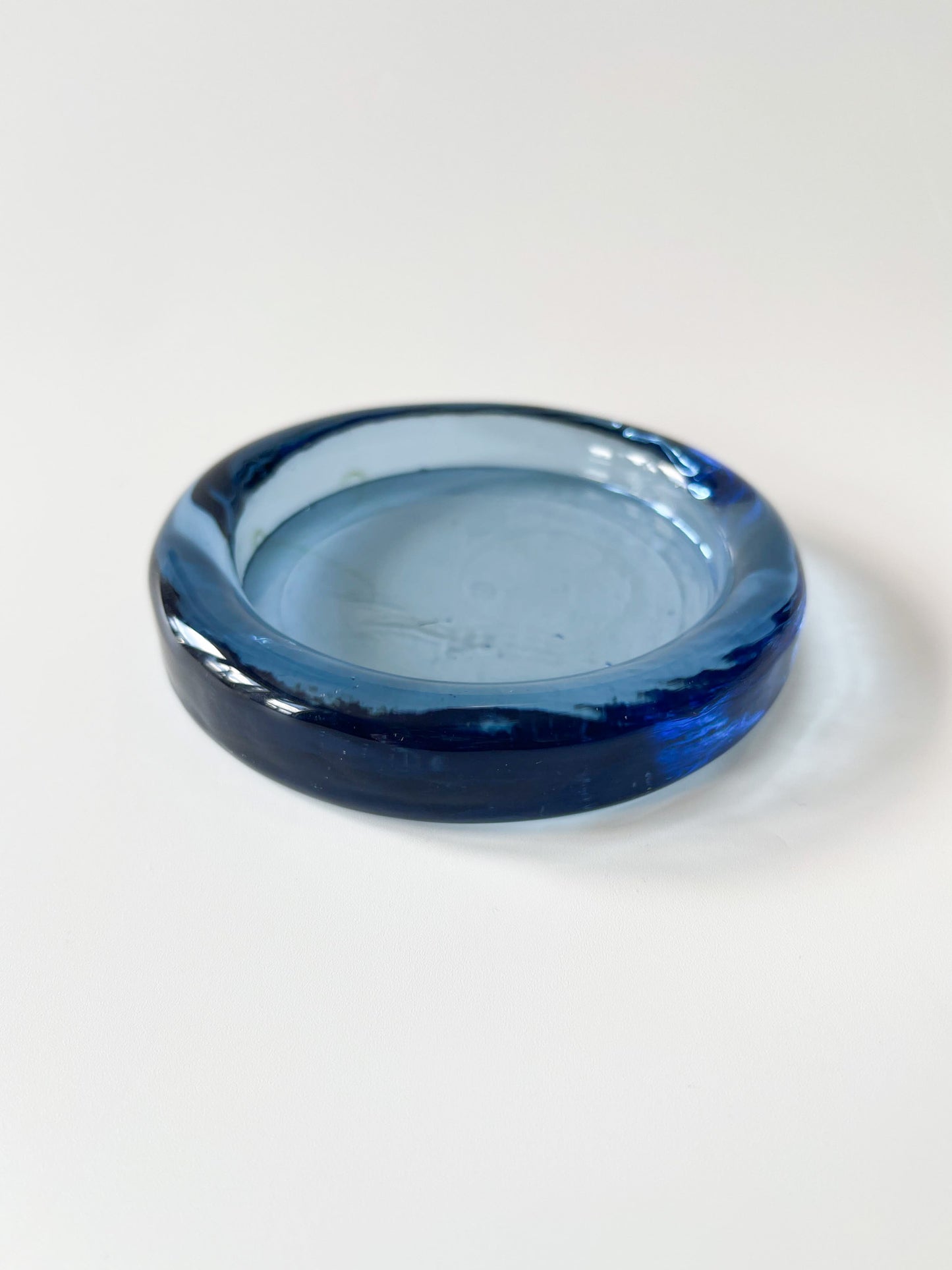 Vintage Blue Blown Glass Catchall