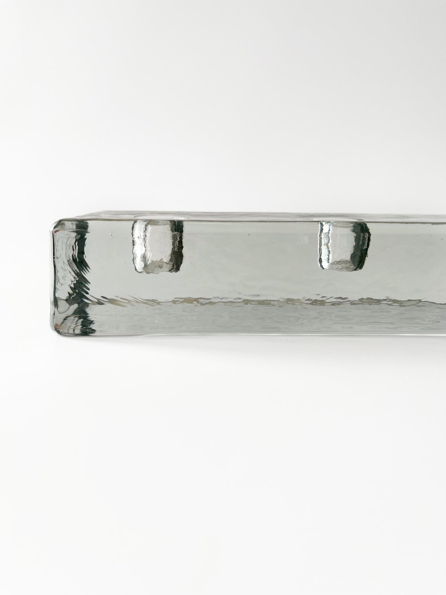 Vintage Scandinavian Glass Block Candelabra