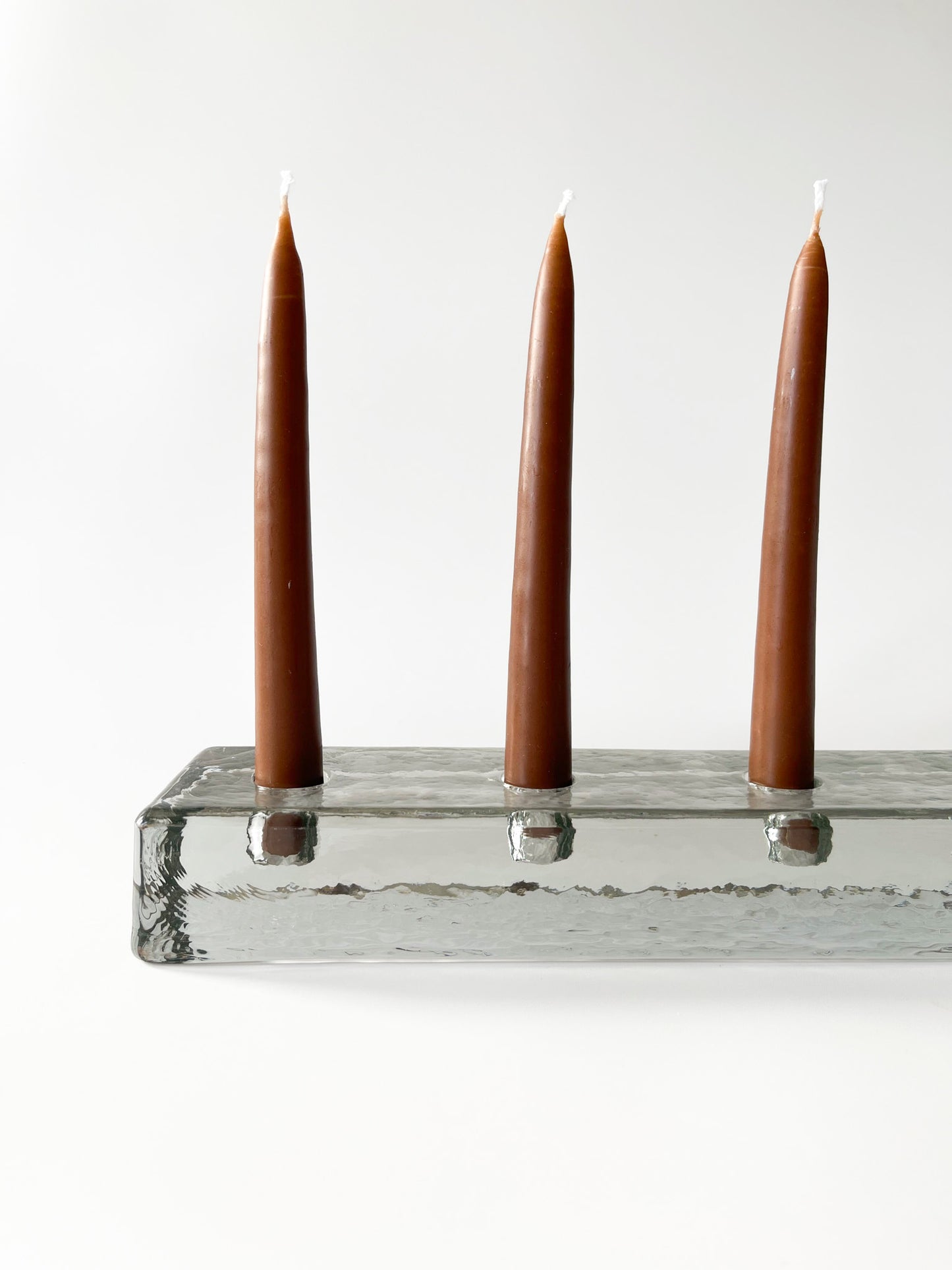 Vintage Scandinavian Glass Block Candelabra