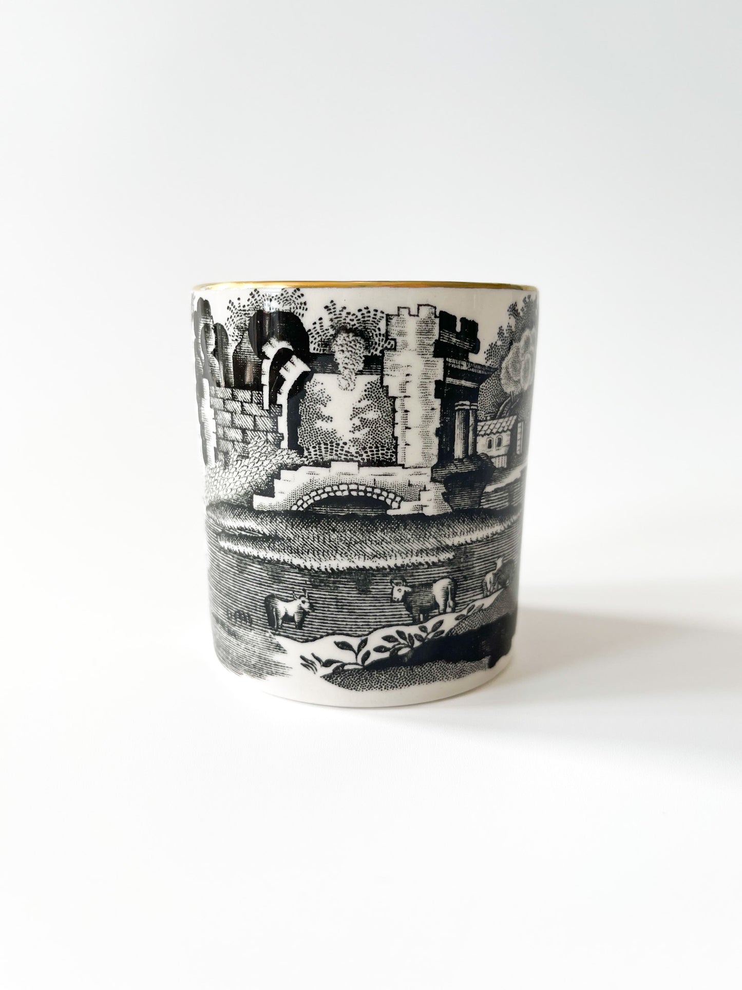 Copeland Spode's Black Italian Transferware Demitasse Cup