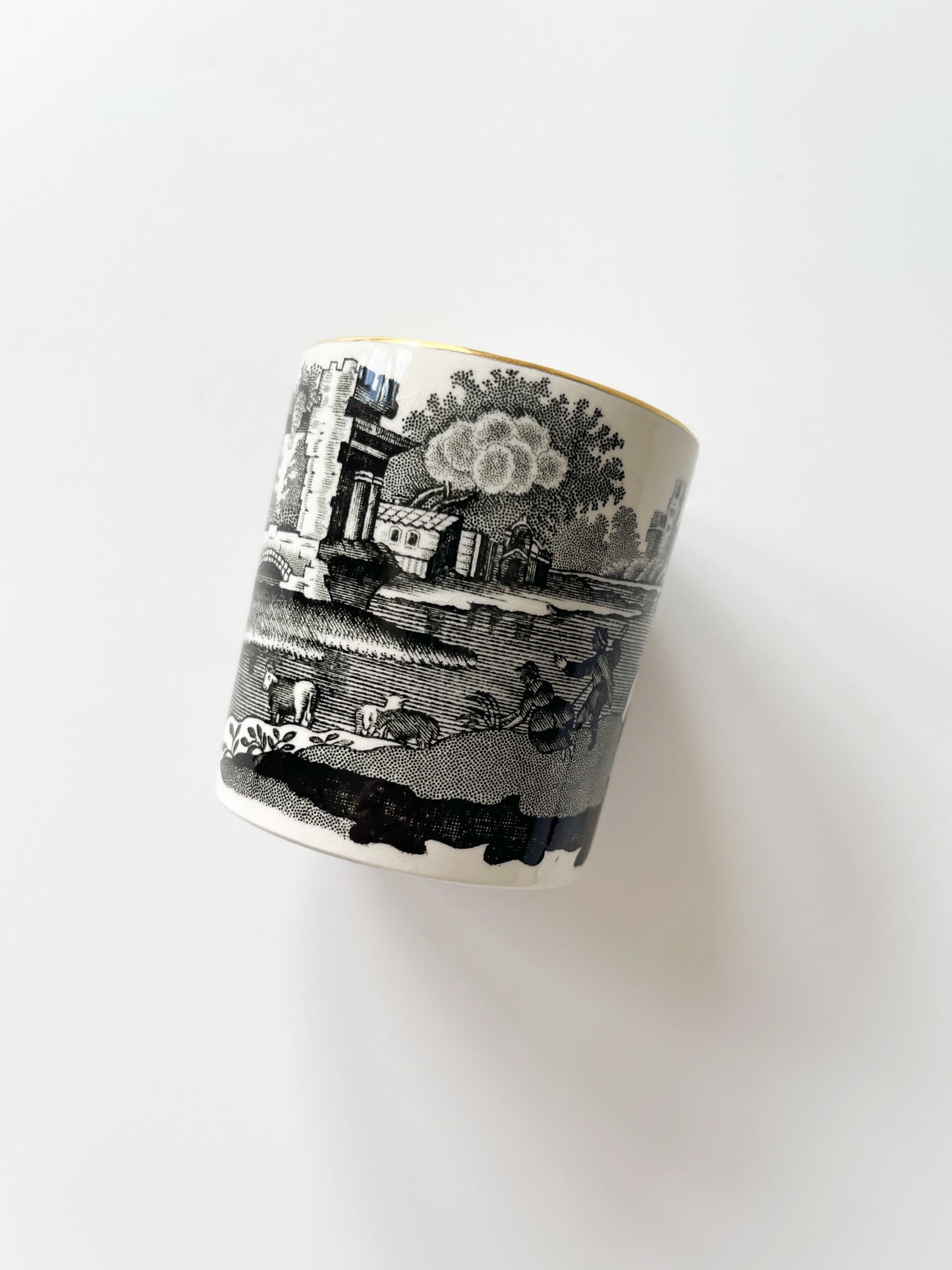 Copeland Spode's Black Italian Transferware Demitasse Cup