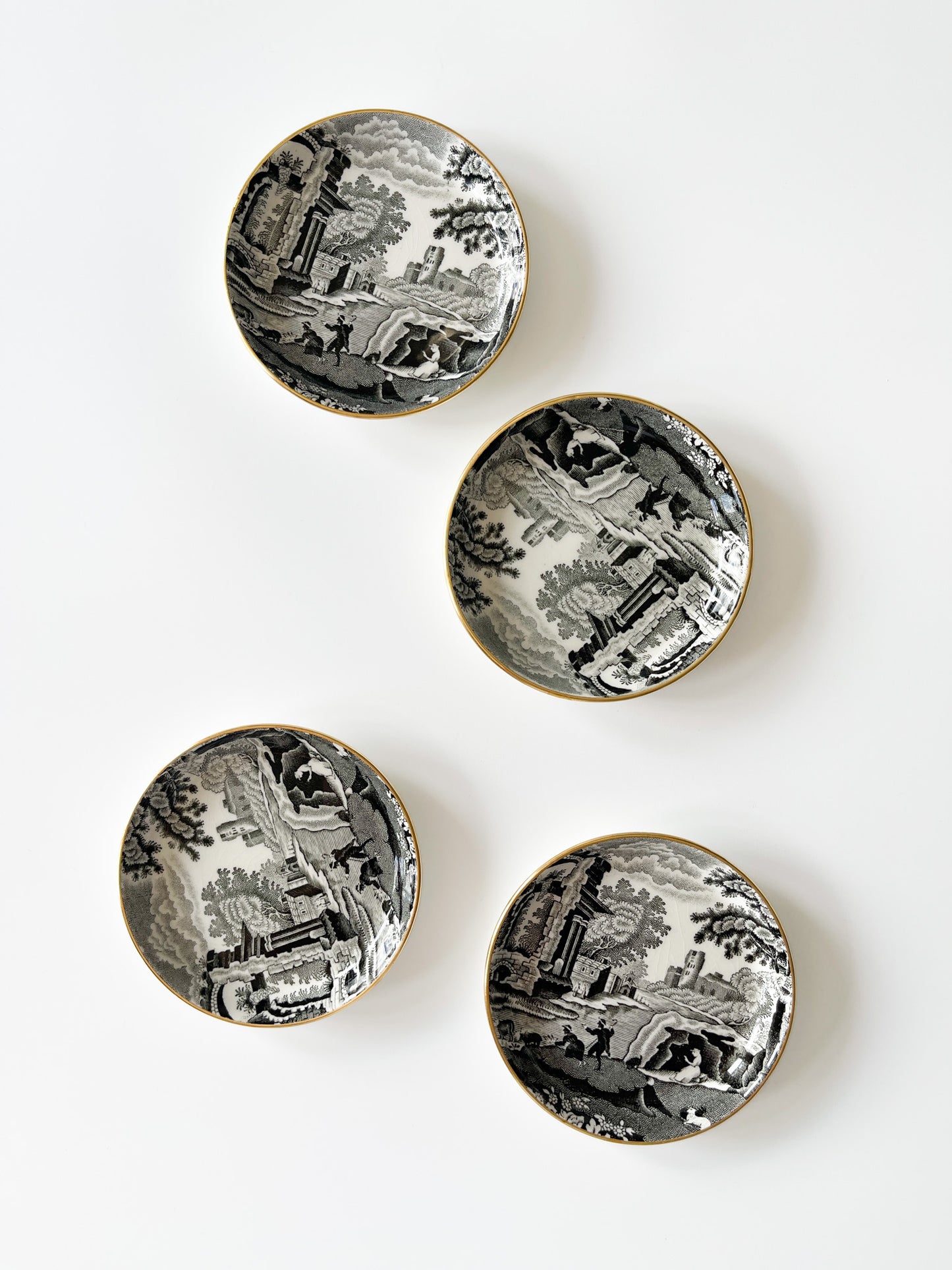 Copeland Spode's Black Italian Transferware Trinket Dishes