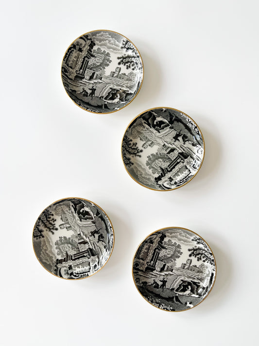 Copeland Spode's Black Italian Transferware Trinket Dishes