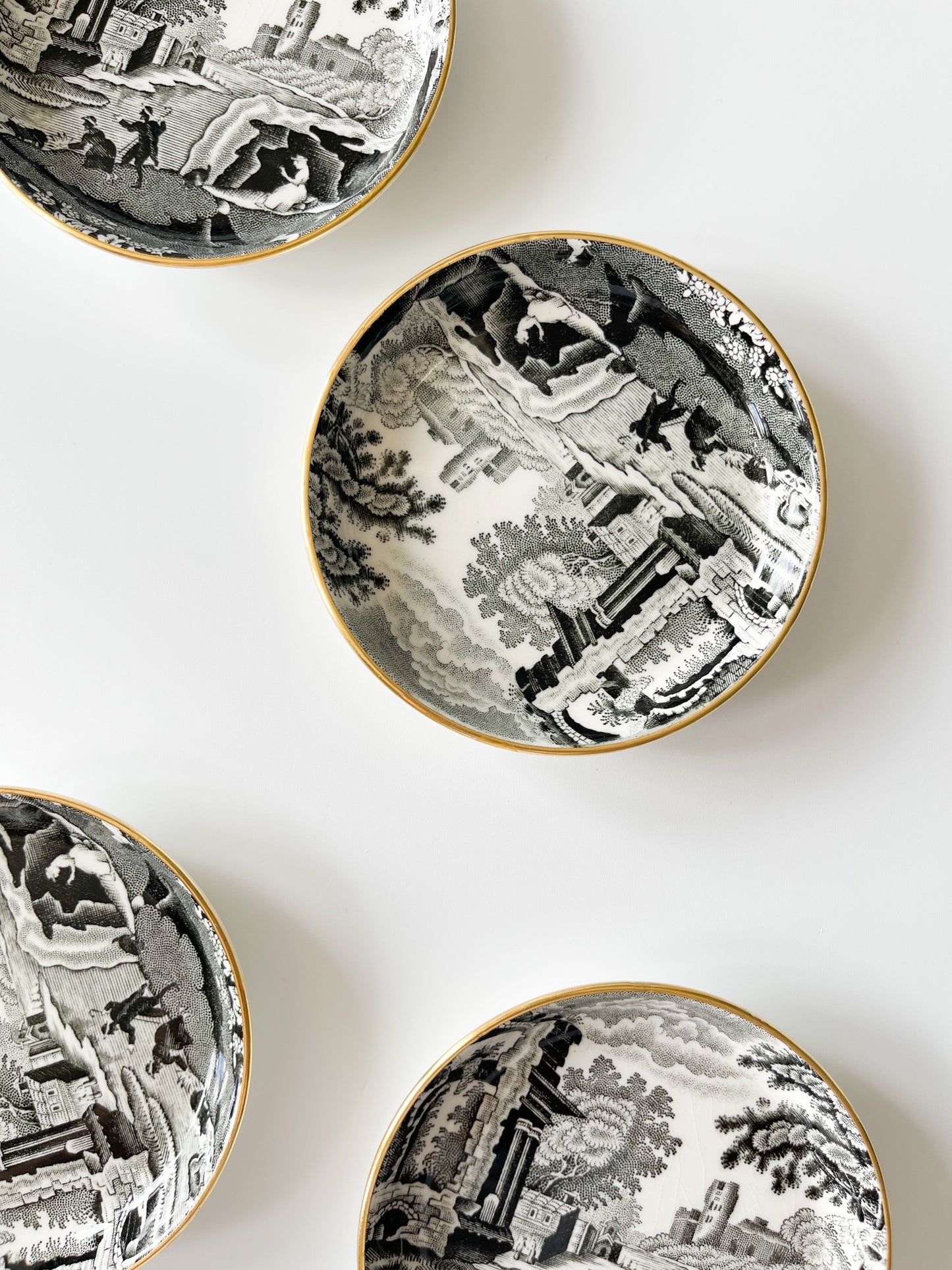 Copeland Spode's Black Italian Transferware Trinket Dishes