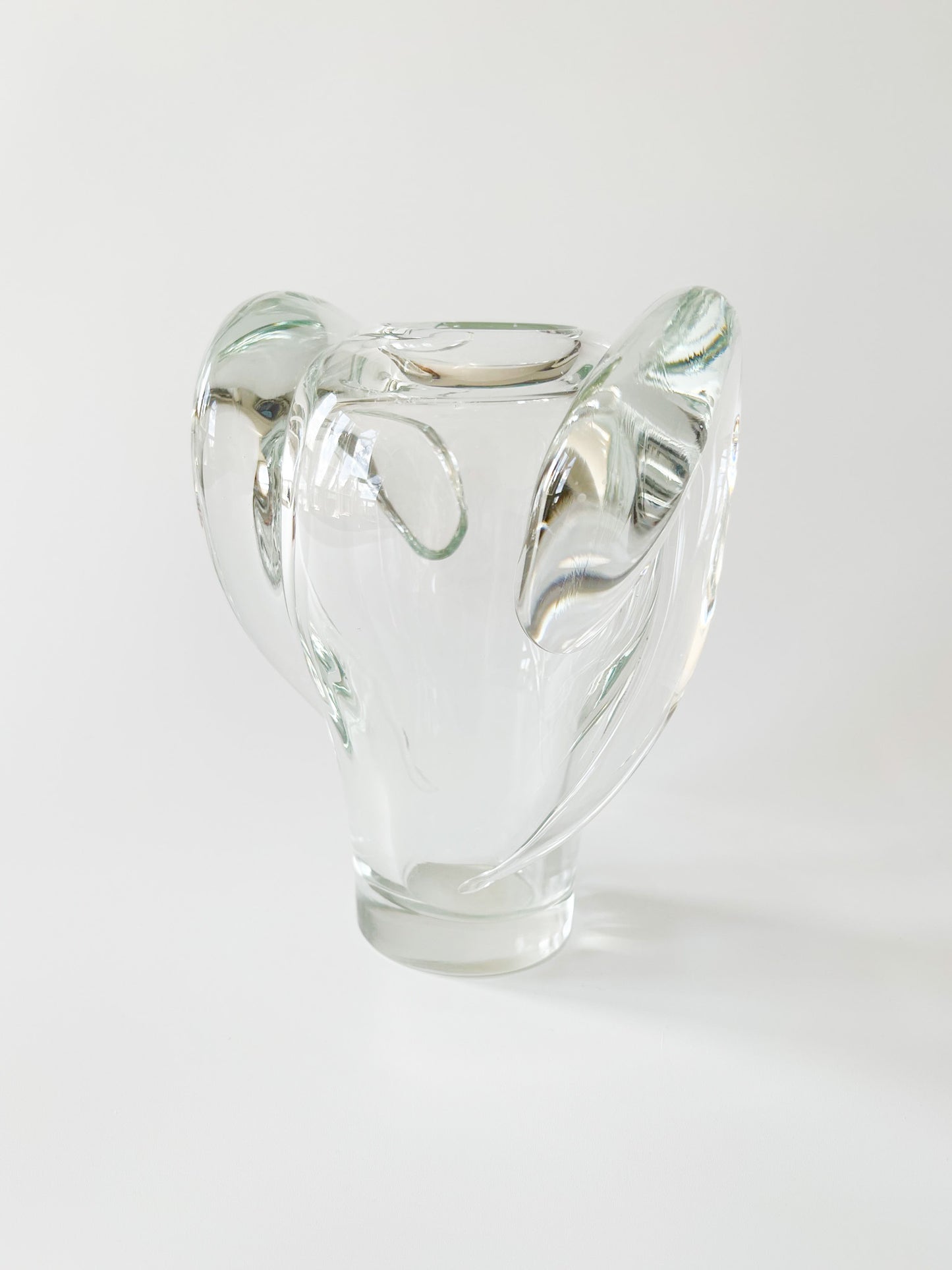 Vintage Ram's Horn Clear Glass Vase