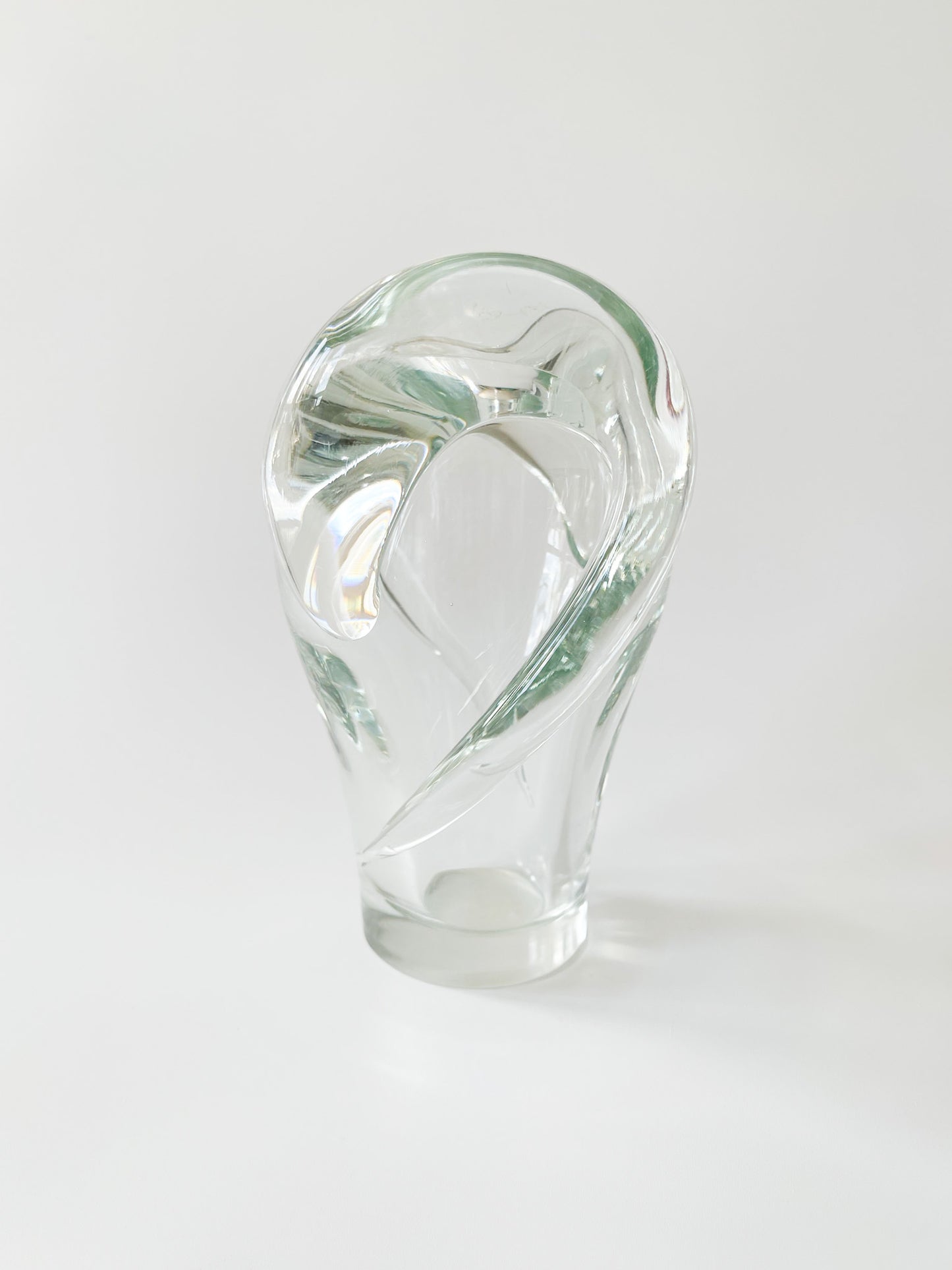 Vintage Ram's Horn Clear Glass Vase