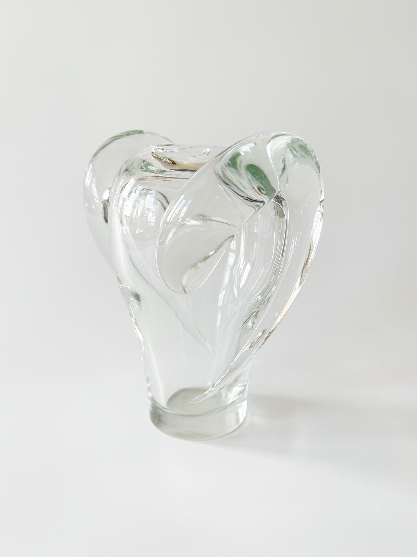Vintage Ram's Horn Clear Glass Vase