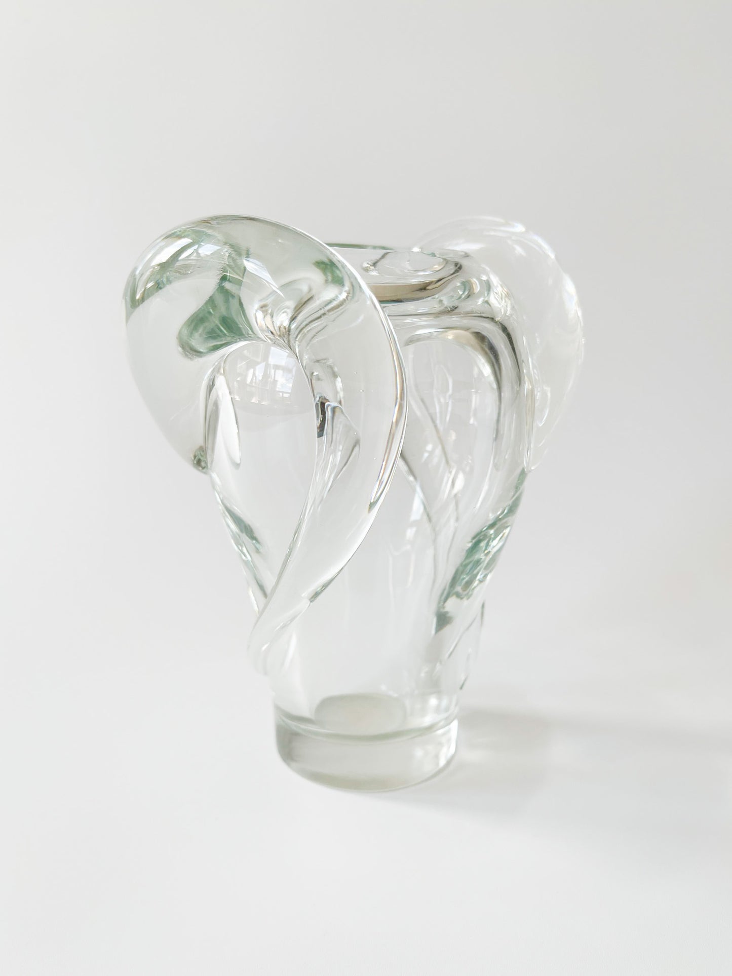 Vintage Ram's Horn Clear Glass Vase