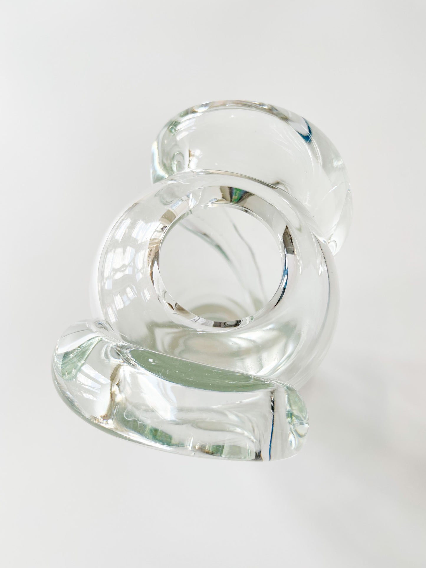 Vintage Ram's Horn Clear Glass Vase