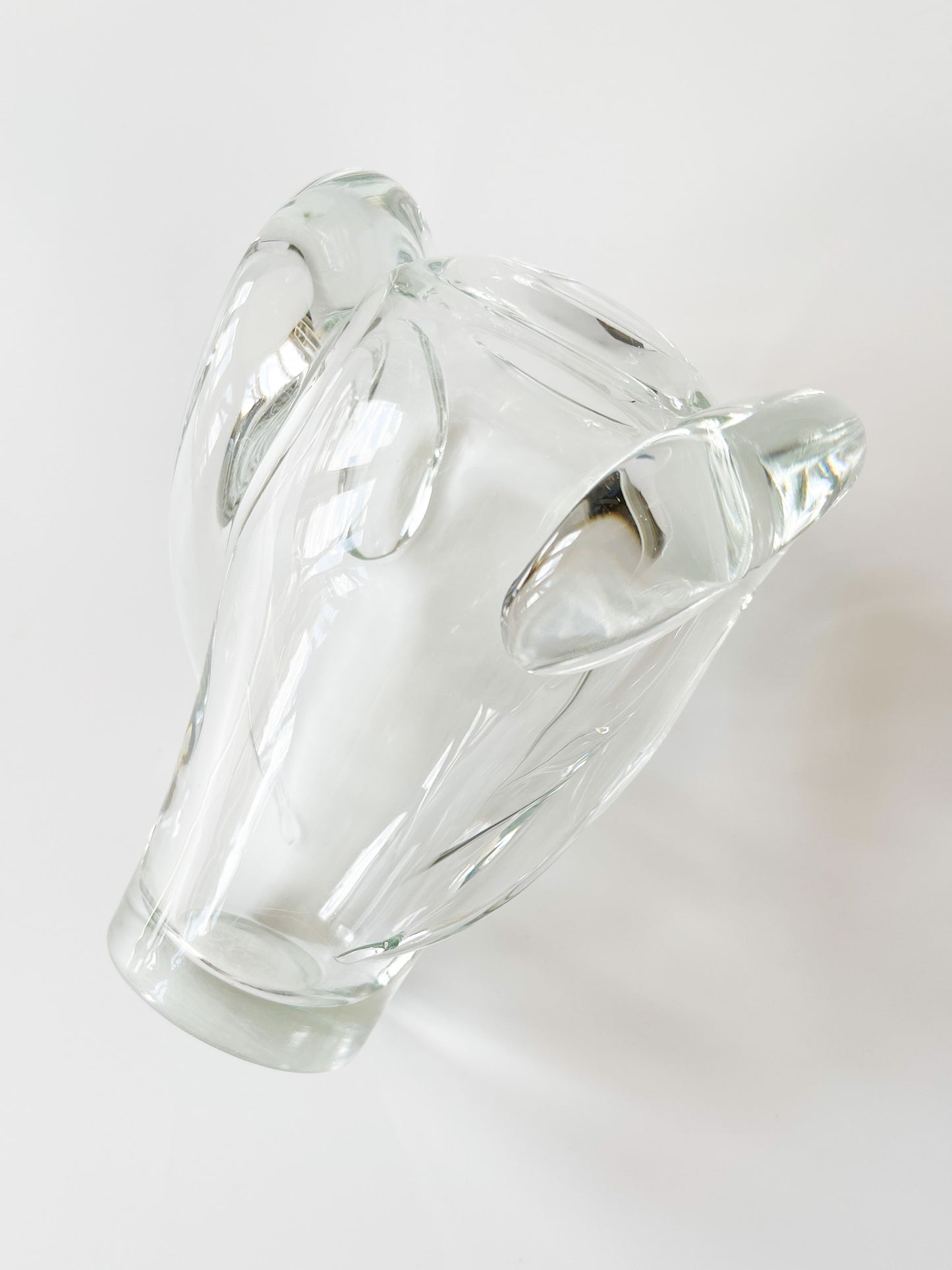 Vintage Ram's Horn Clear Glass Vase
