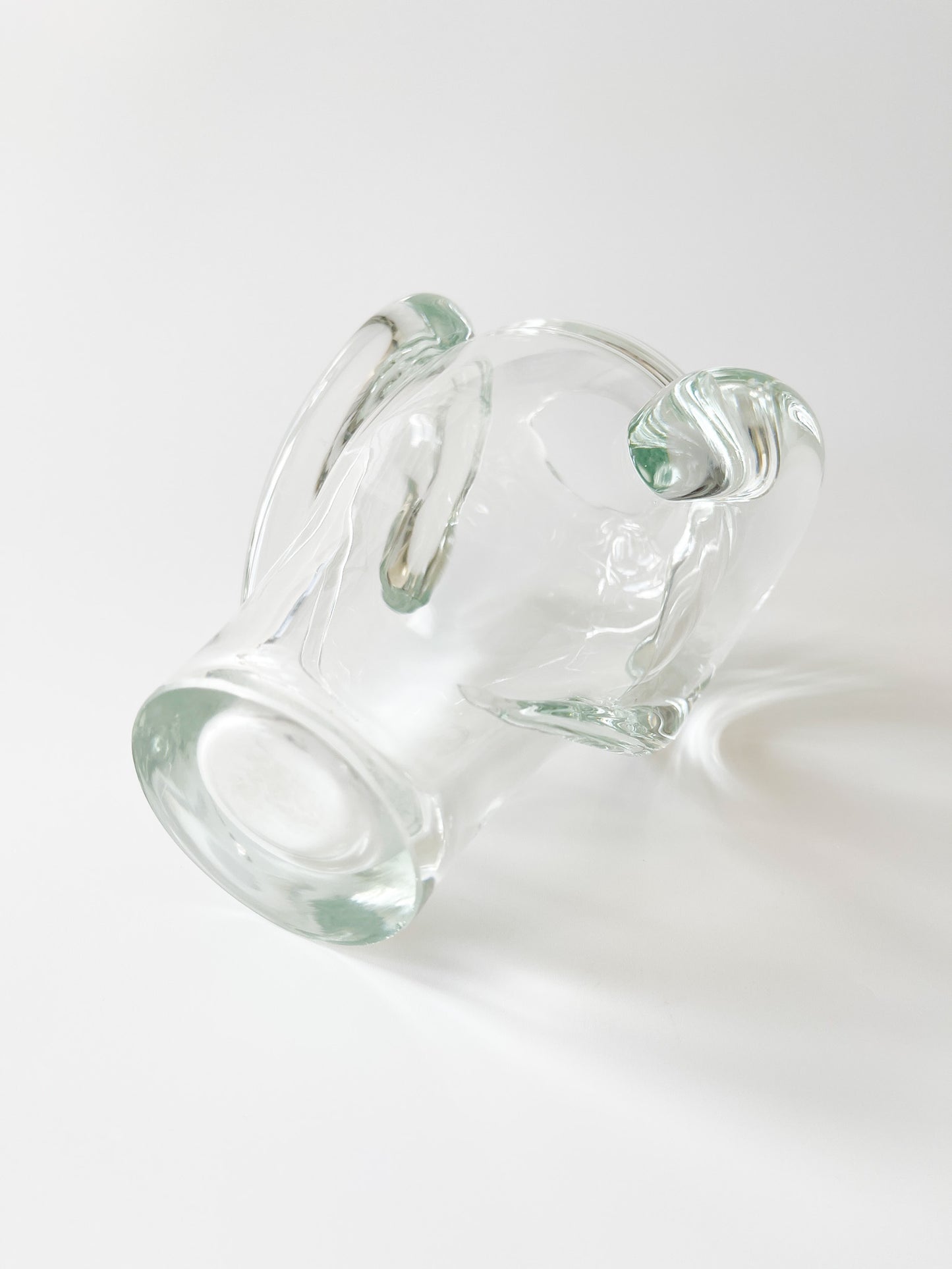 Vintage Ram's Horn Clear Glass Vase
