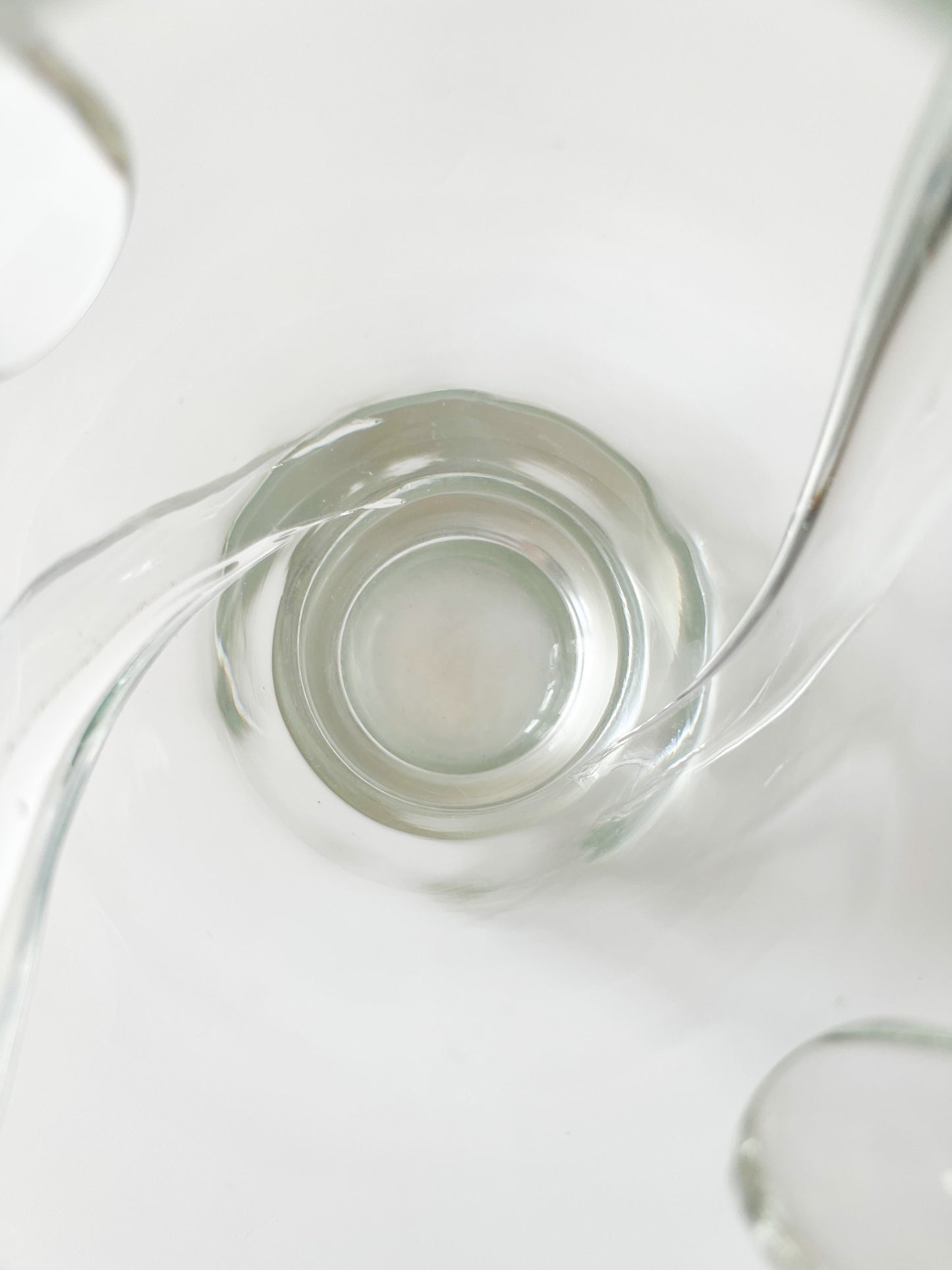 Vintage Ram's Horn Clear Glass Vase