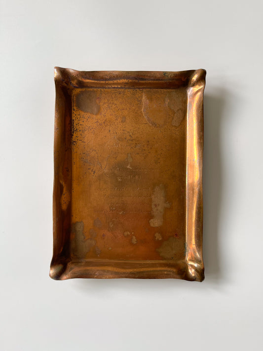 Antique Tiffany & Co. Copper Wedding Invitation Tray / Printing Plate, 1919